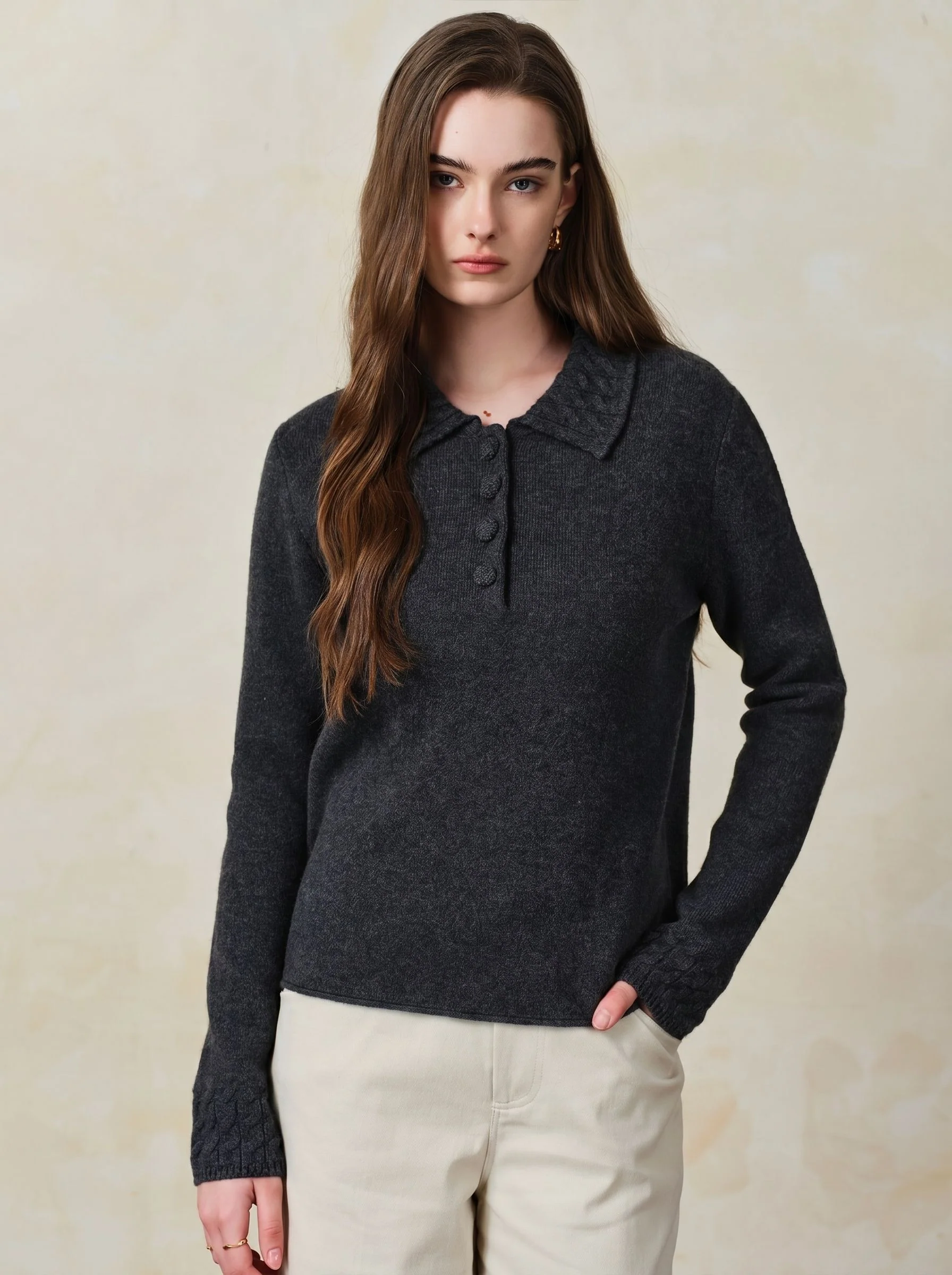 Cable Collar Knit Polo - Image 2