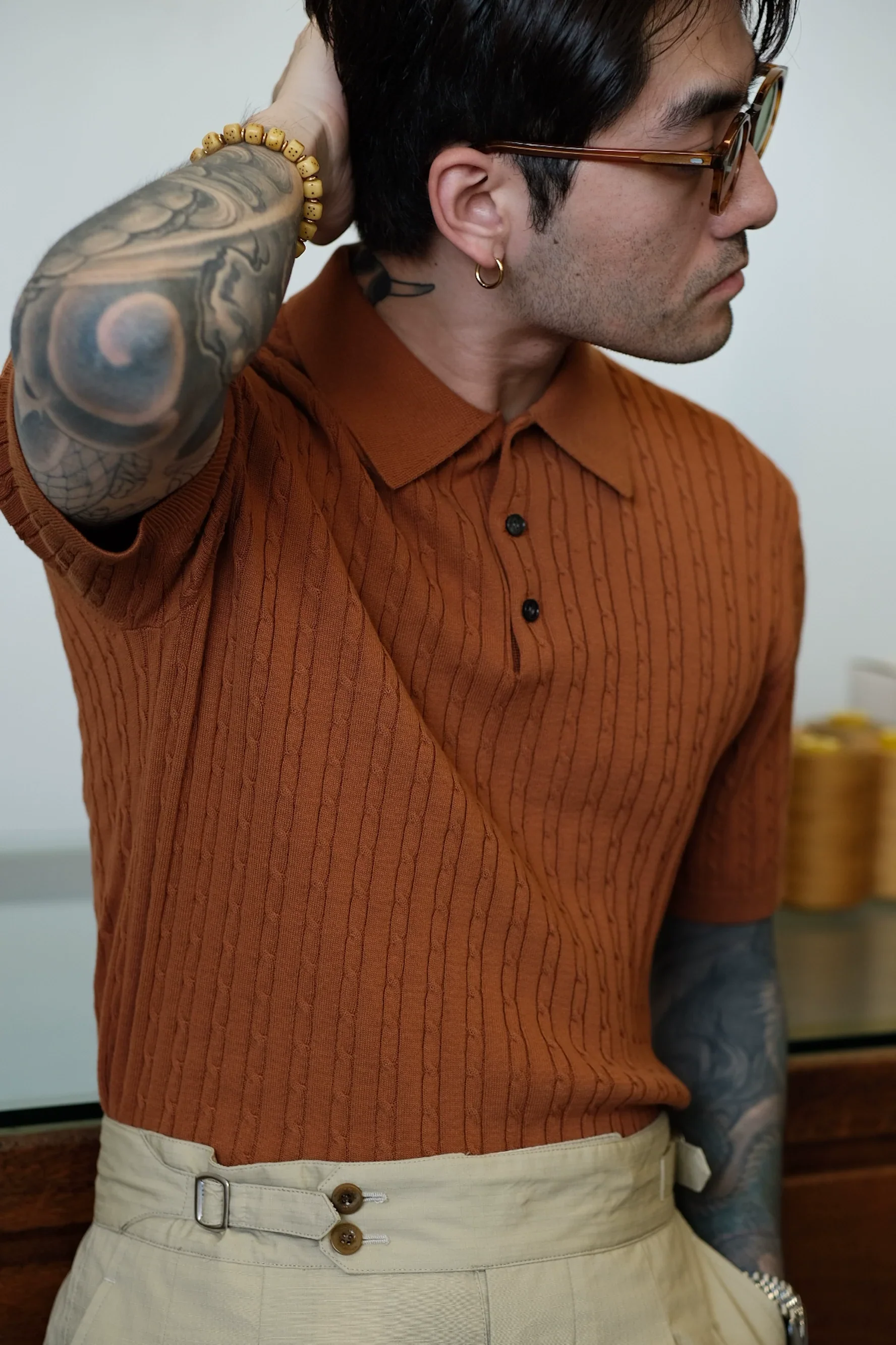 Cable-Knit Cotton Polo - Image 2
