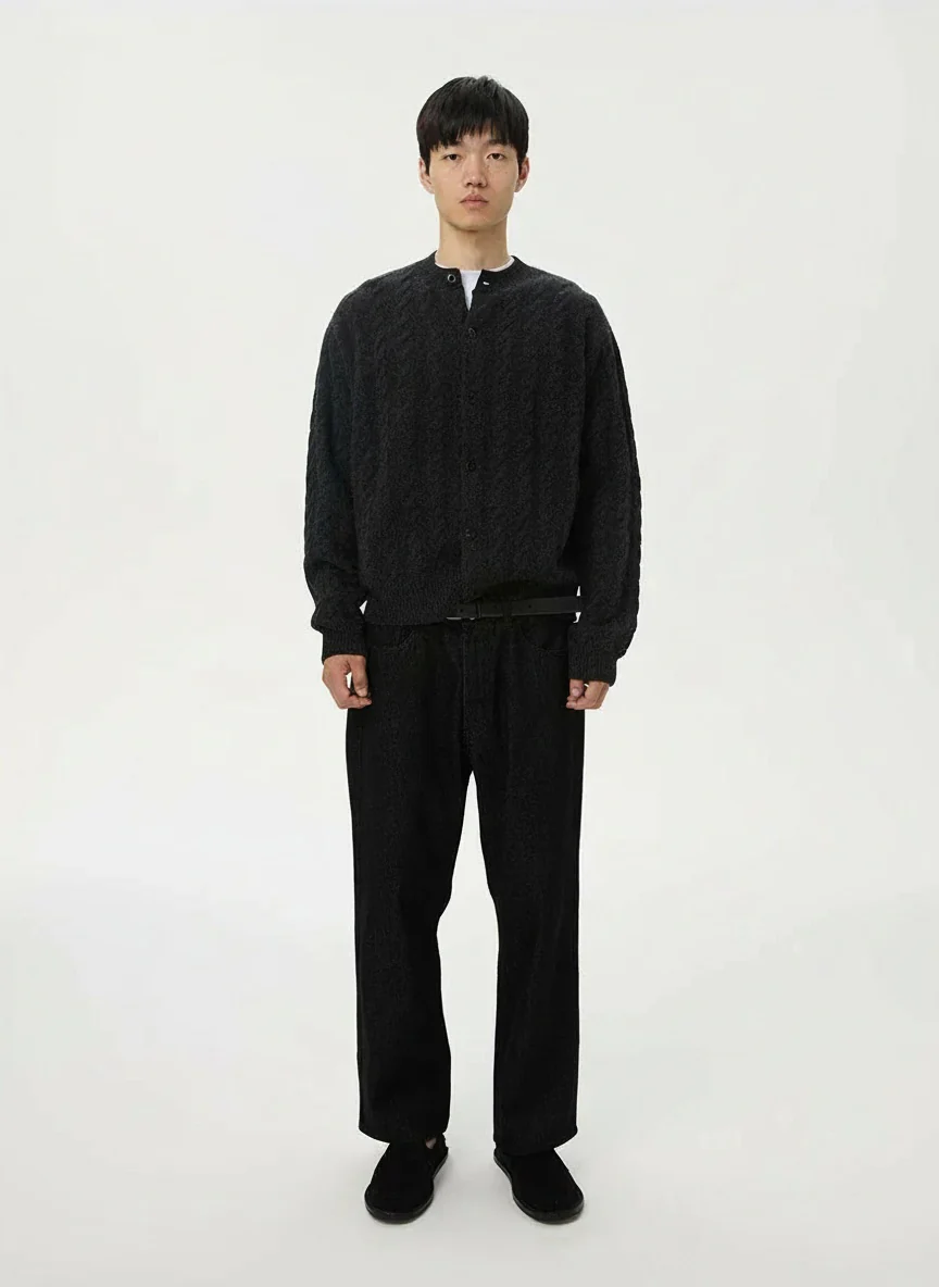 Cable Knit Crewneck Cardigan