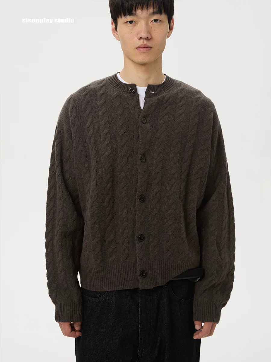 Cable Knit Crewneck Cardigan - Image 3