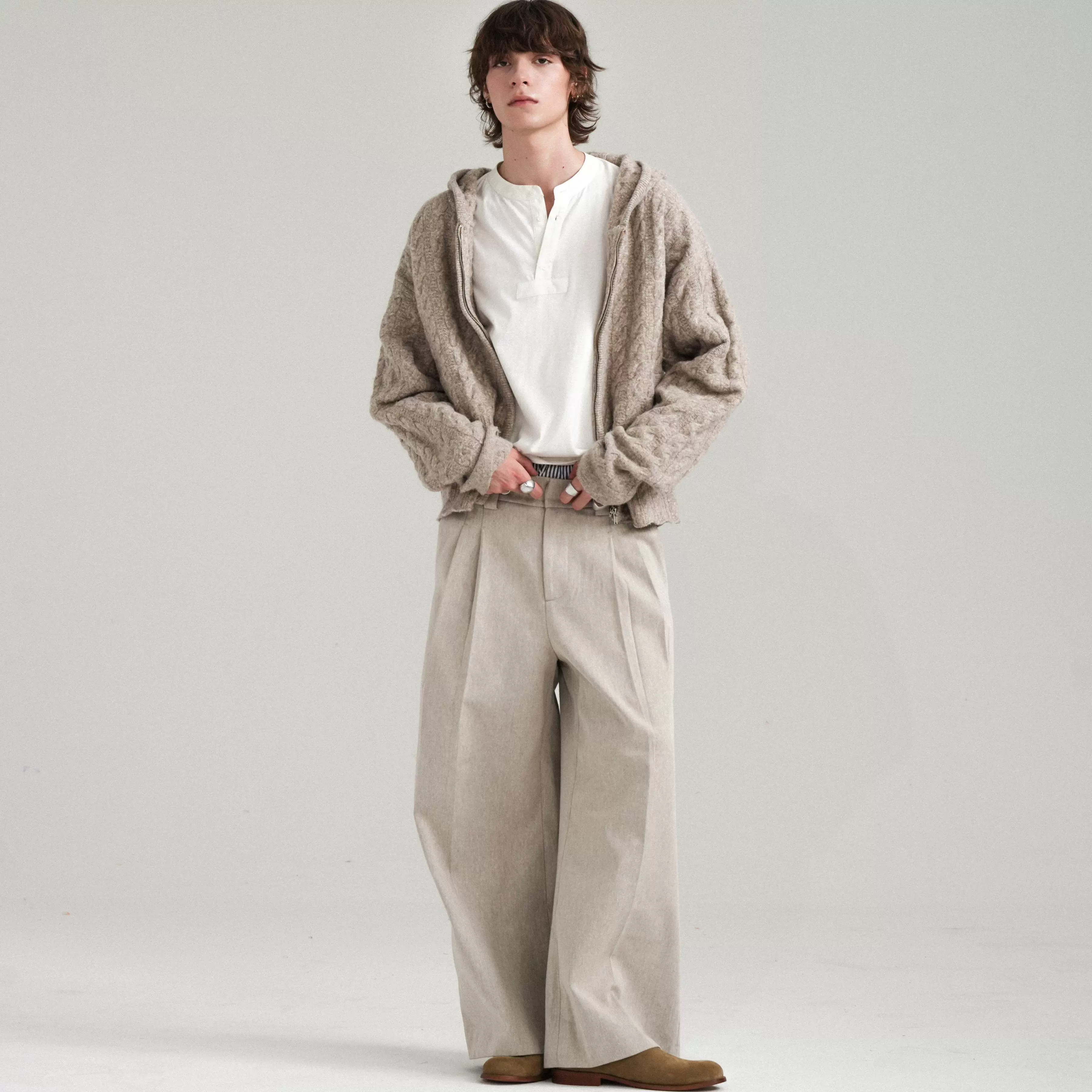 Cable-Knit Hooded Sweater - Image 2