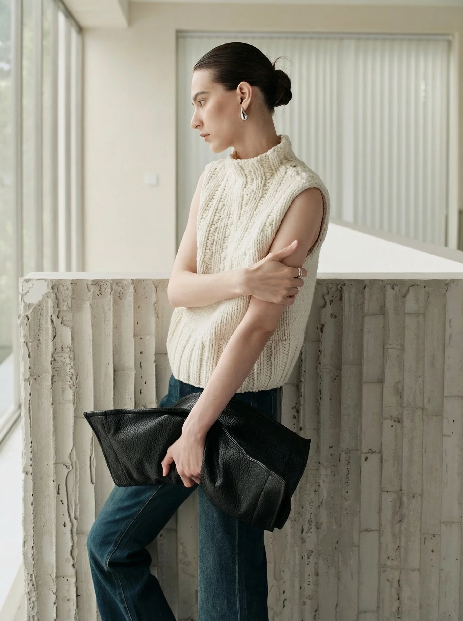 Cable Knit Mock Neck Vest - Image 5