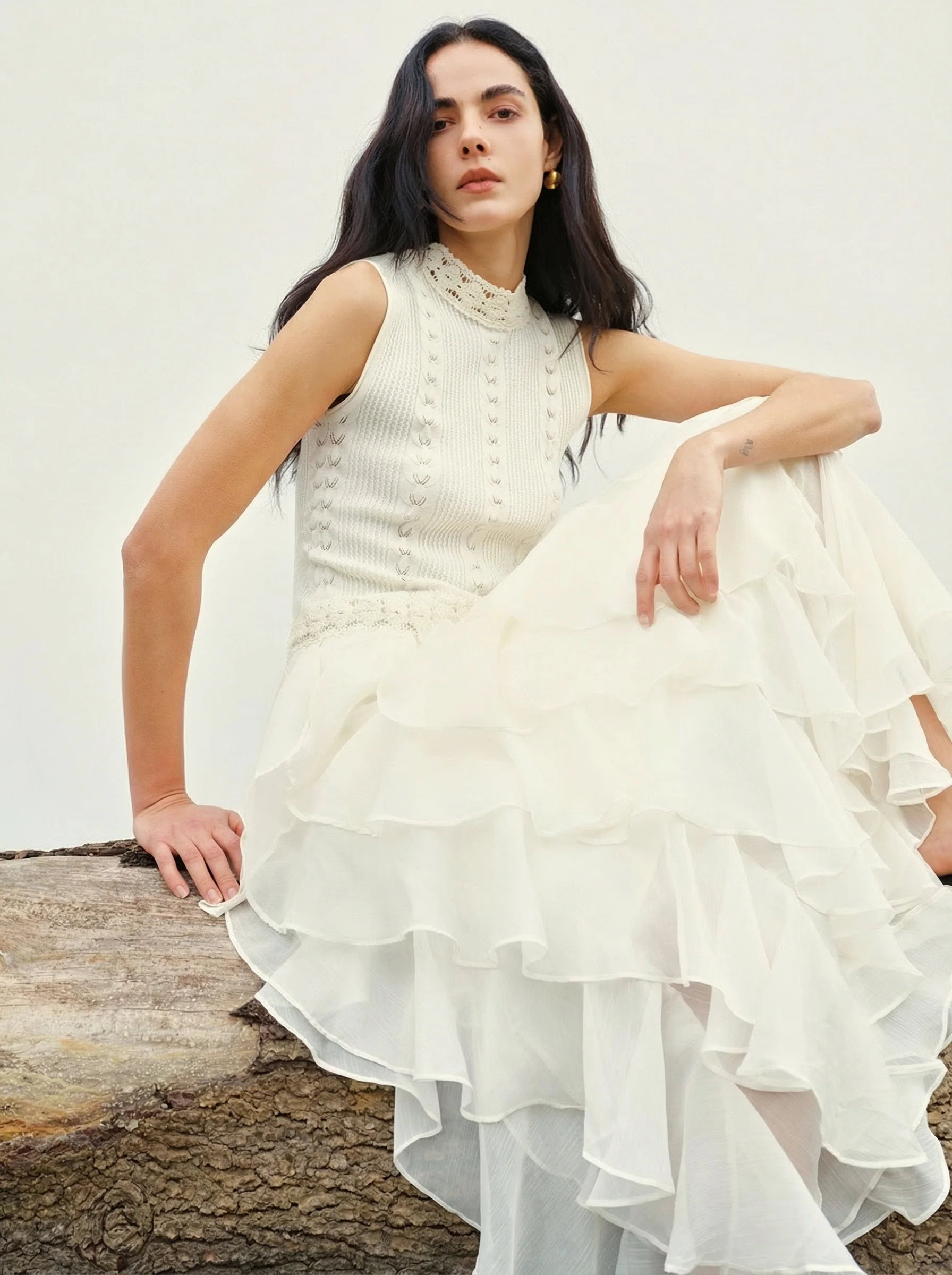 Cable-Knit Ruffle Dress
