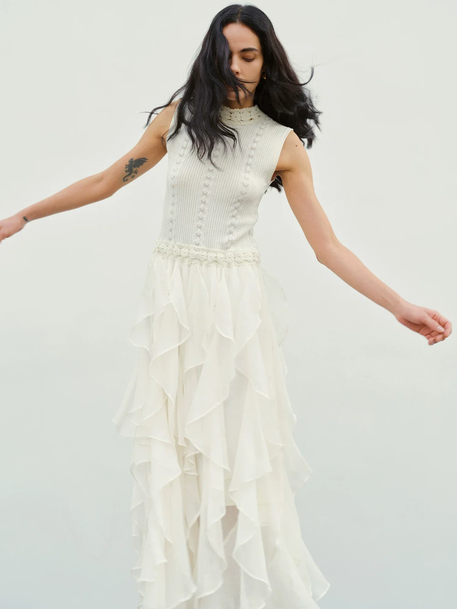 Cable-Knit Ruffle Dress - Image 2