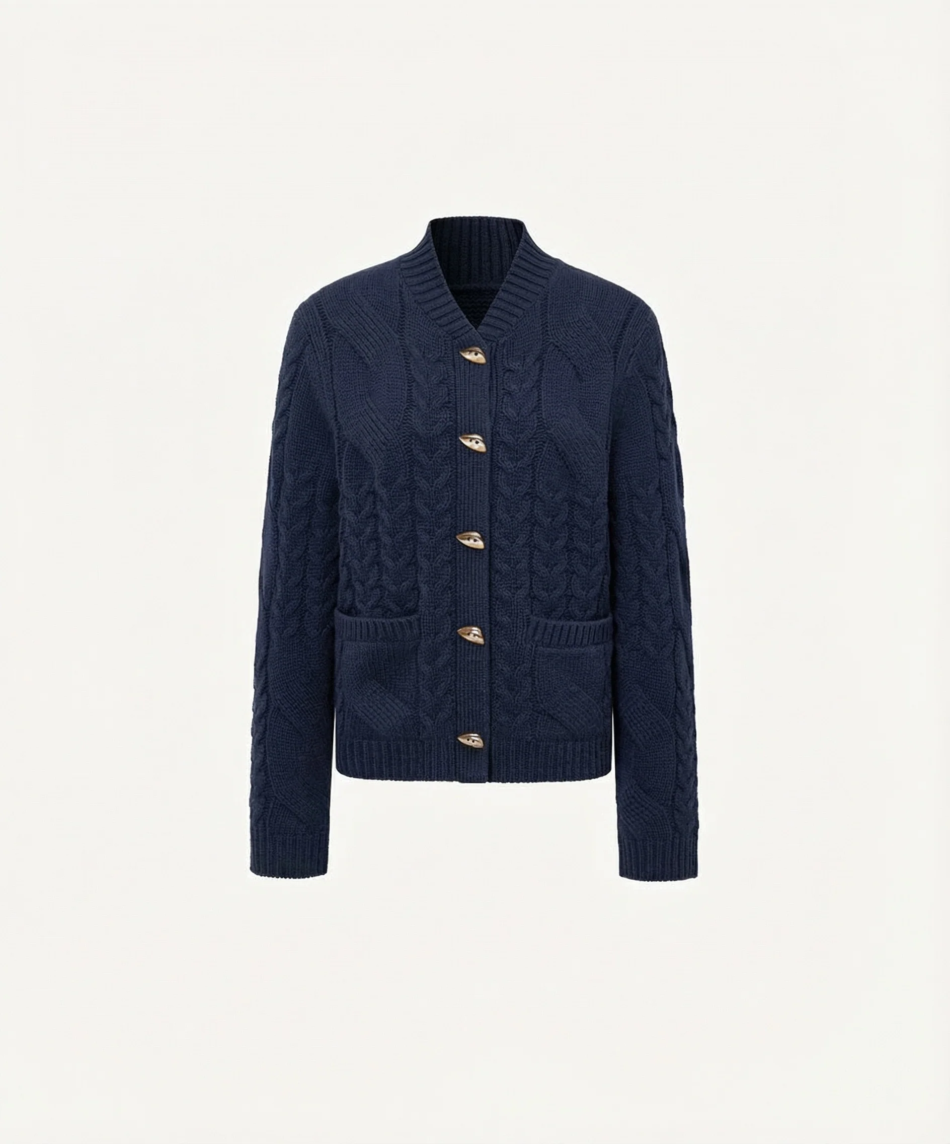 Cable Knit Stand Collar Cardigan
