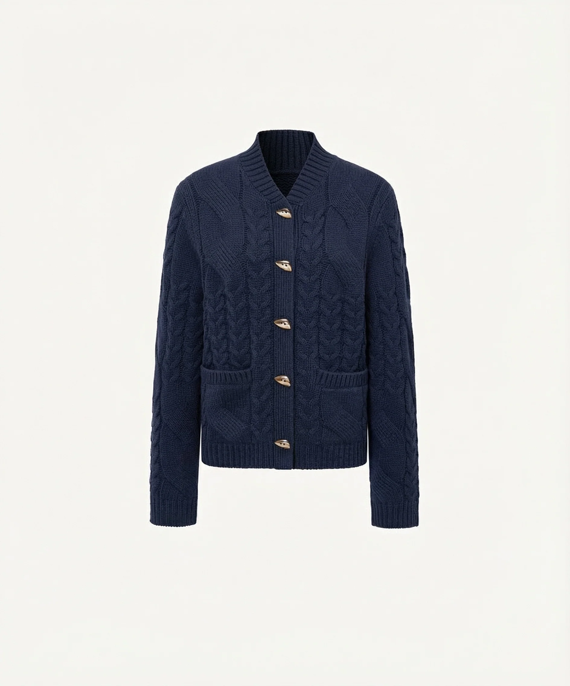 Cable Knit Stand Collar Cardigan - Image 2