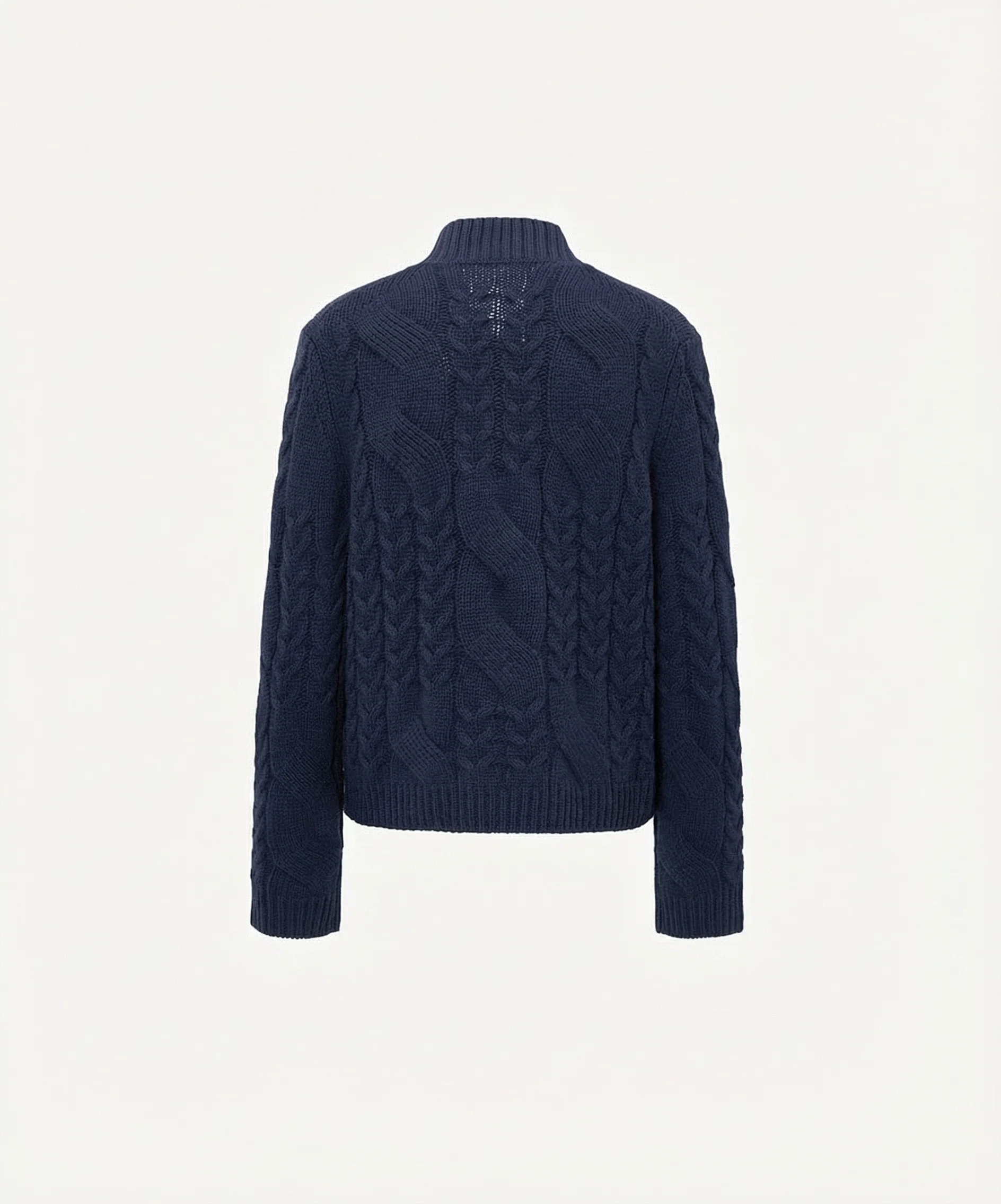 Cable Knit Stand Collar Cardigan - Image 3
