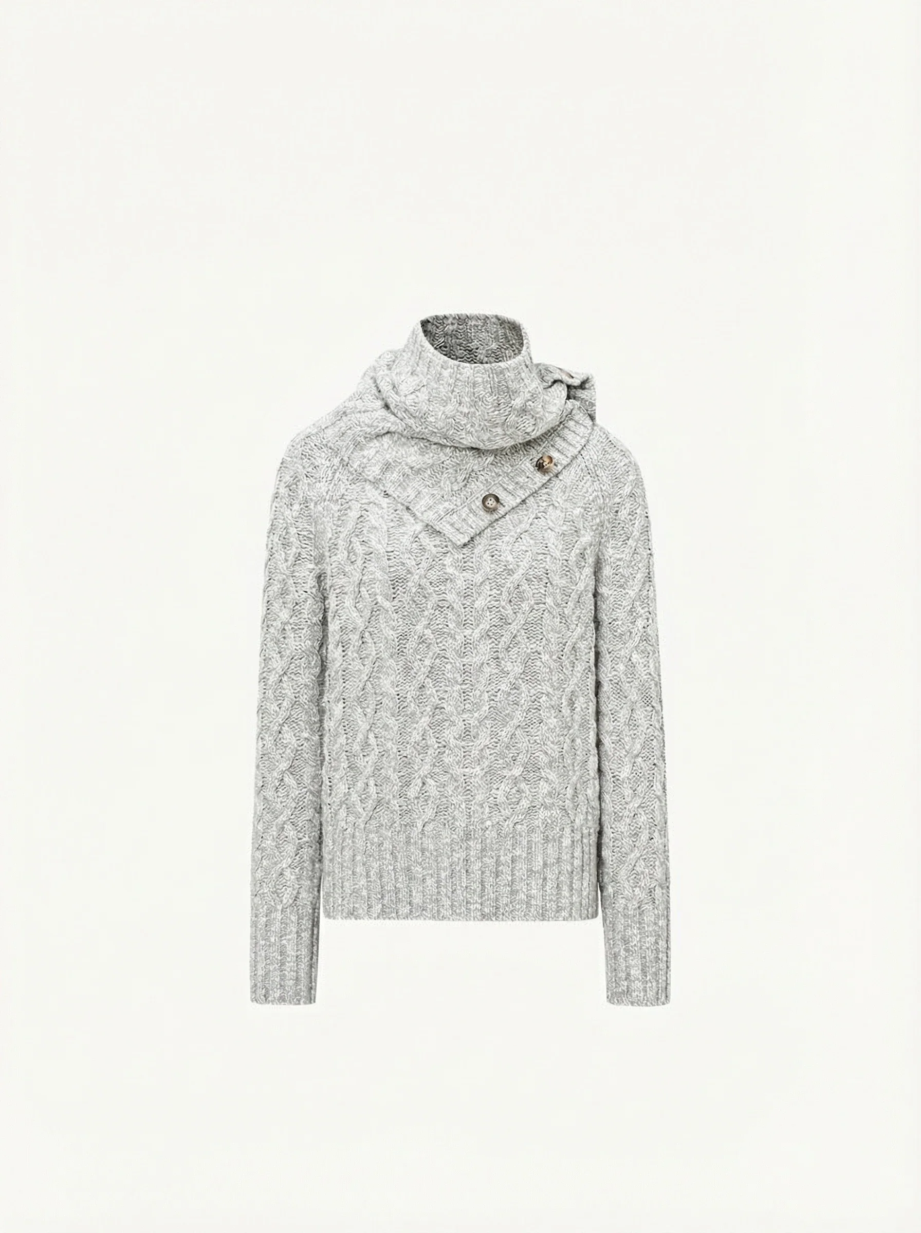 Cable-Knit Sweater & Buttoned Cowl