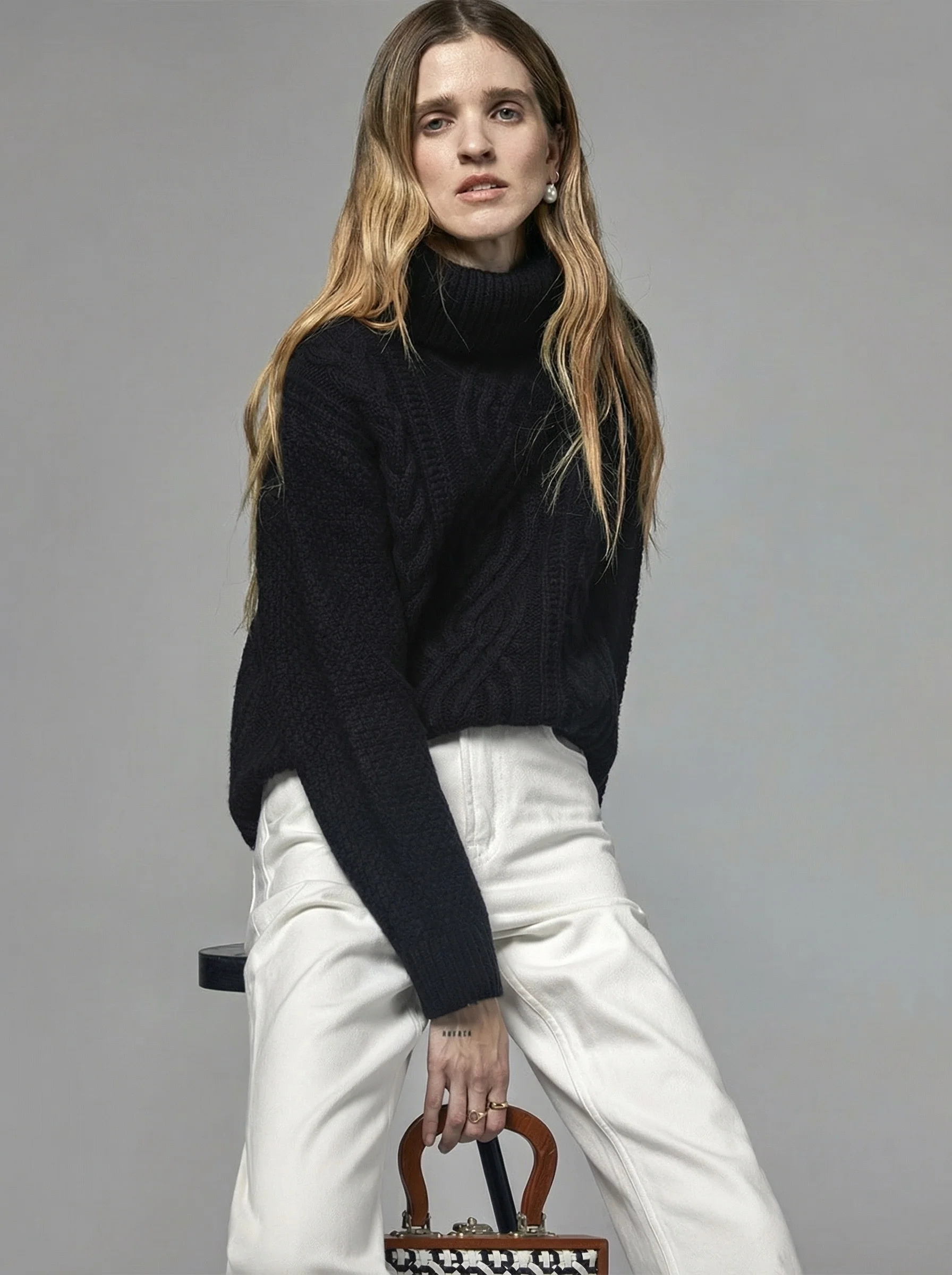 Cable Knit Turtleneck Sweater