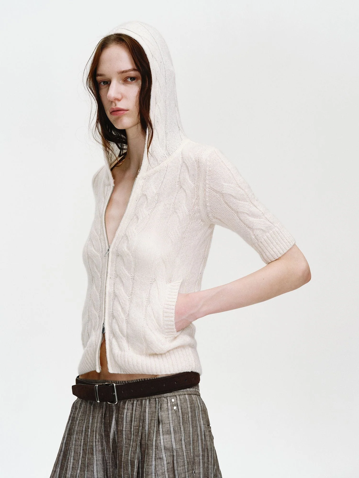 Cable Knit Zip Hoodie - Image 2