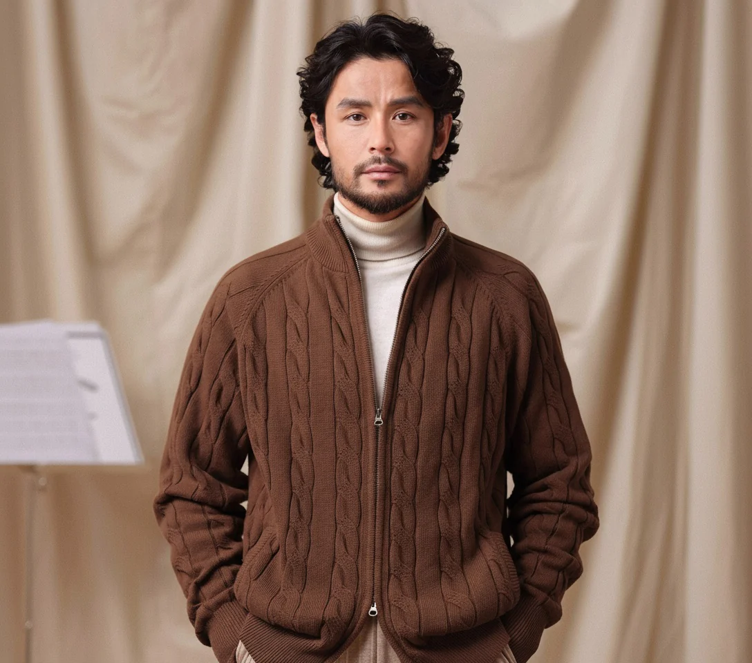 Cable-Knit Zip-Up Cardigan - Image 2