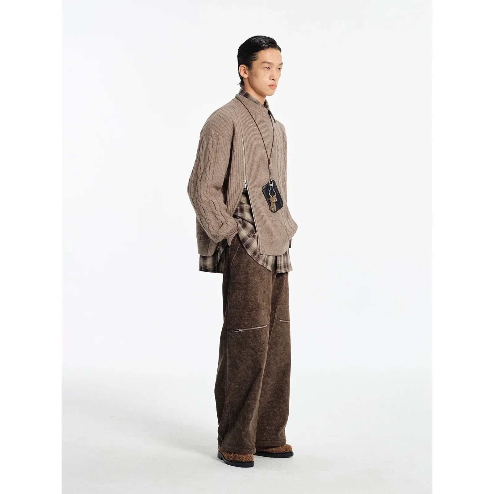 Cable-Knit Zipper Sweater - Image 2