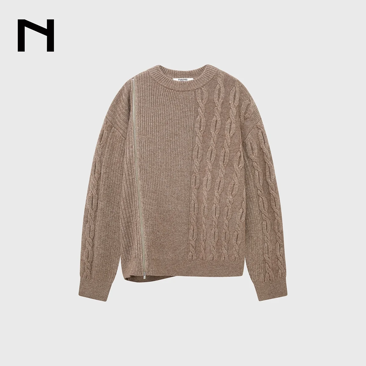 Cable-Knit Zipper Sweater - Image 5