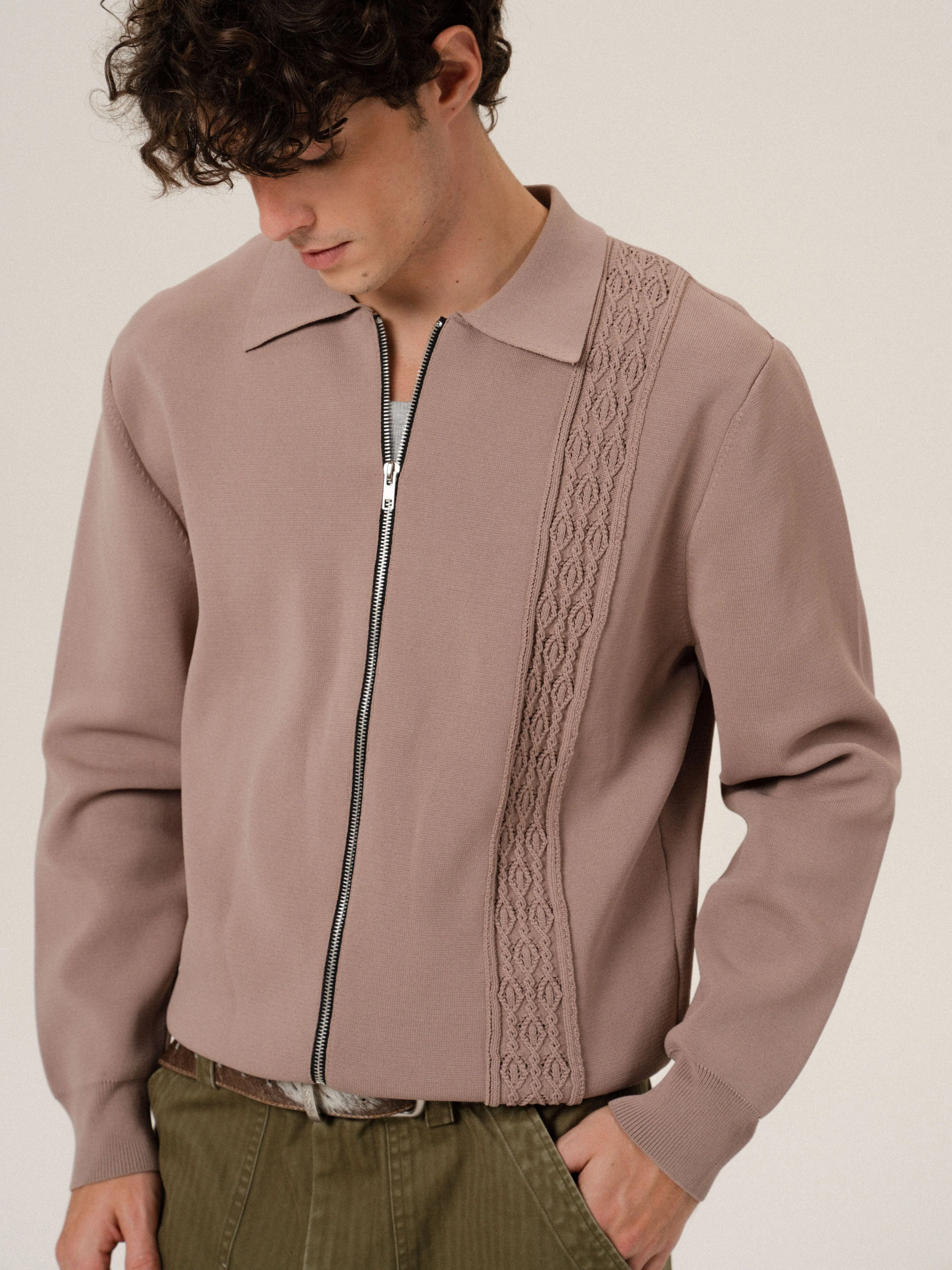 Cable Panel Zip Cardigan - Image 4