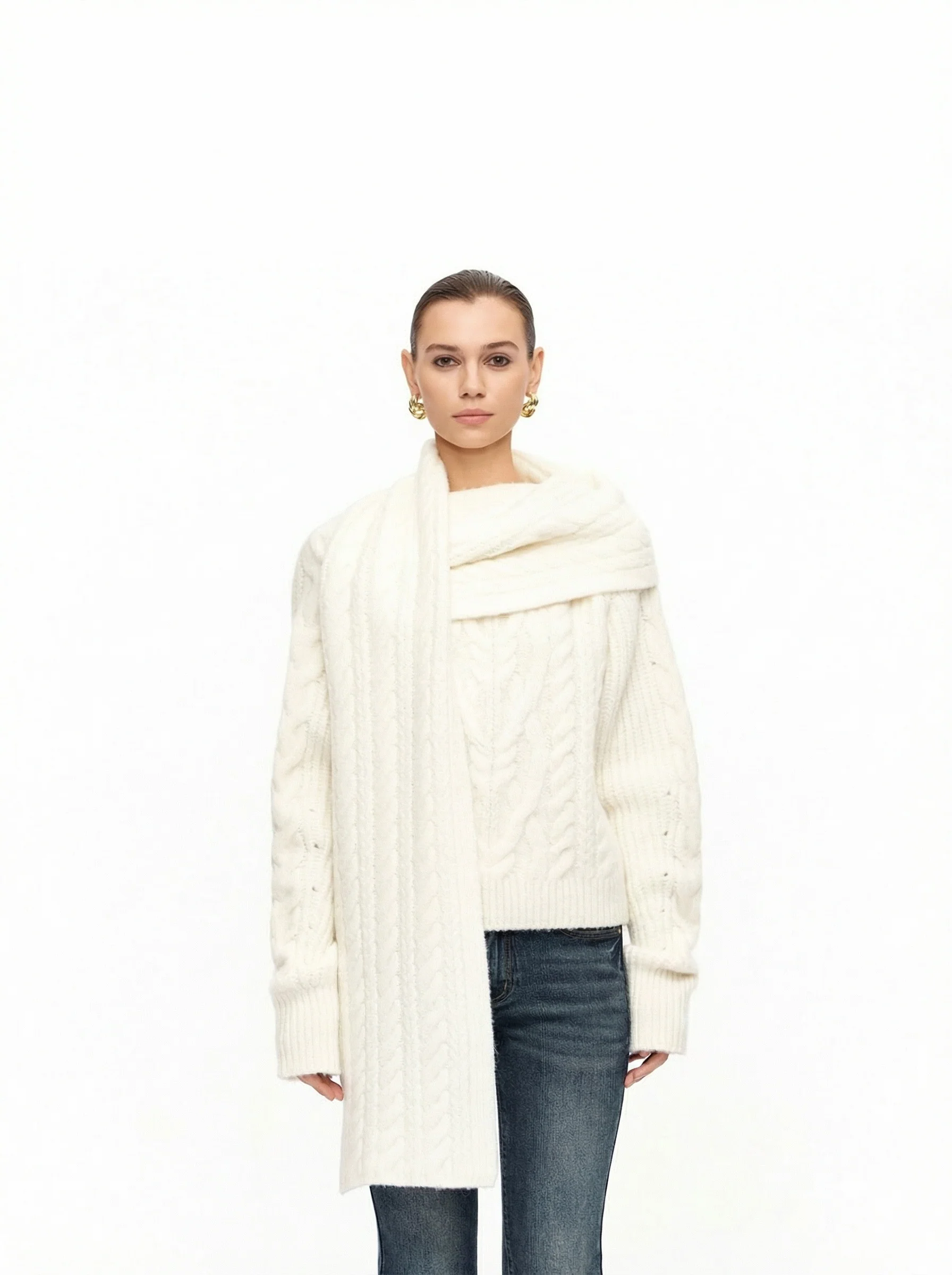 Cable Scarf Sweater