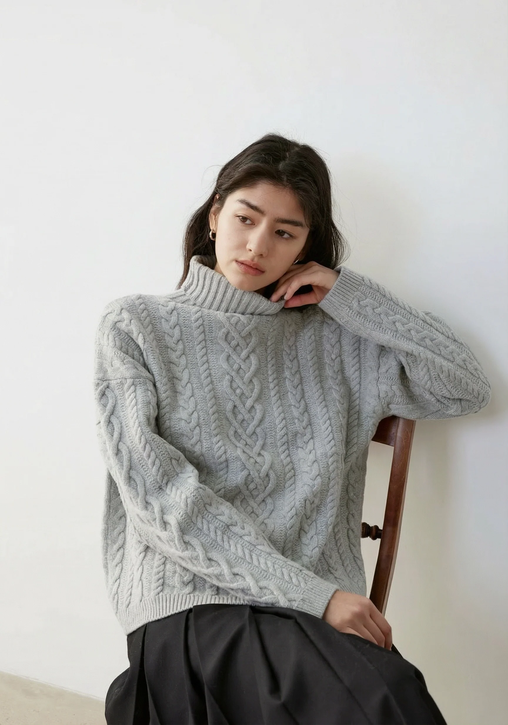 Cable Turtleneck Sweater