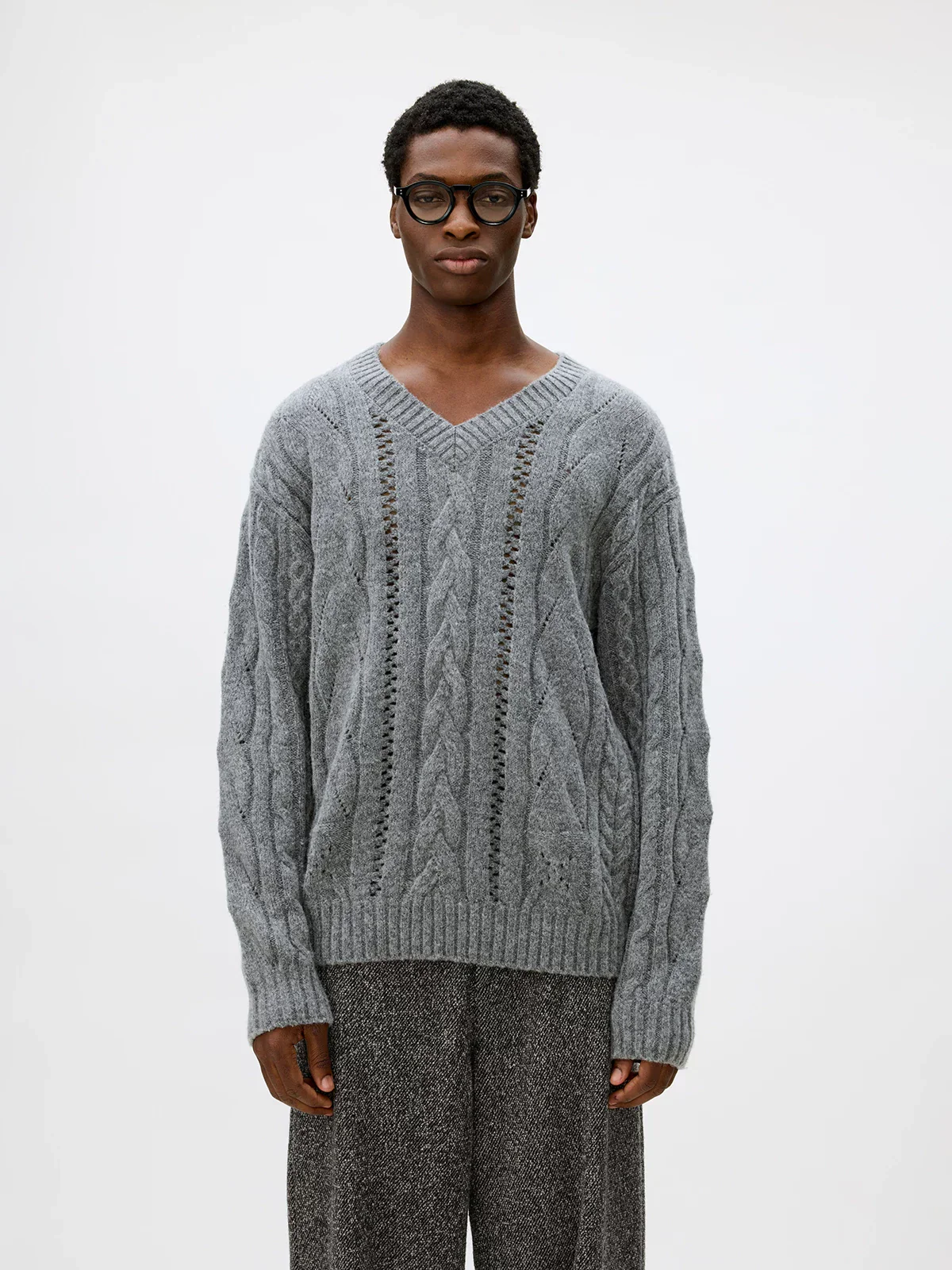 Cable V-Neck Sweater