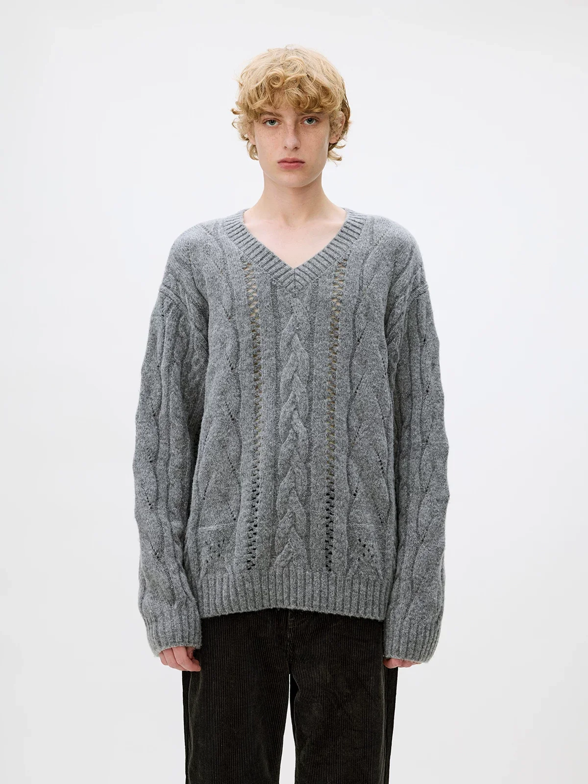 Cable V-Neck Sweater - Image 2