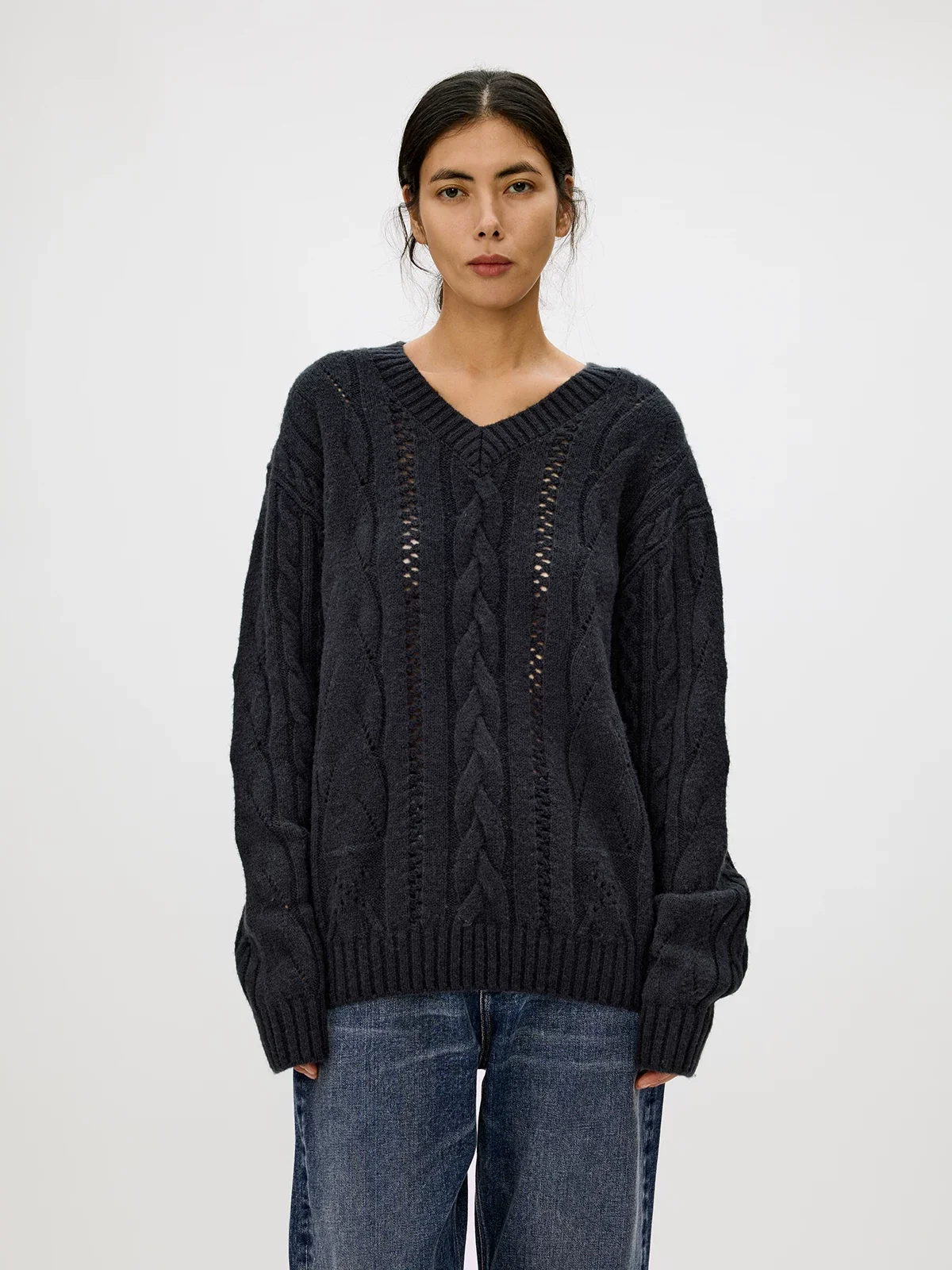 Cable V-Neck Sweater - Image 3