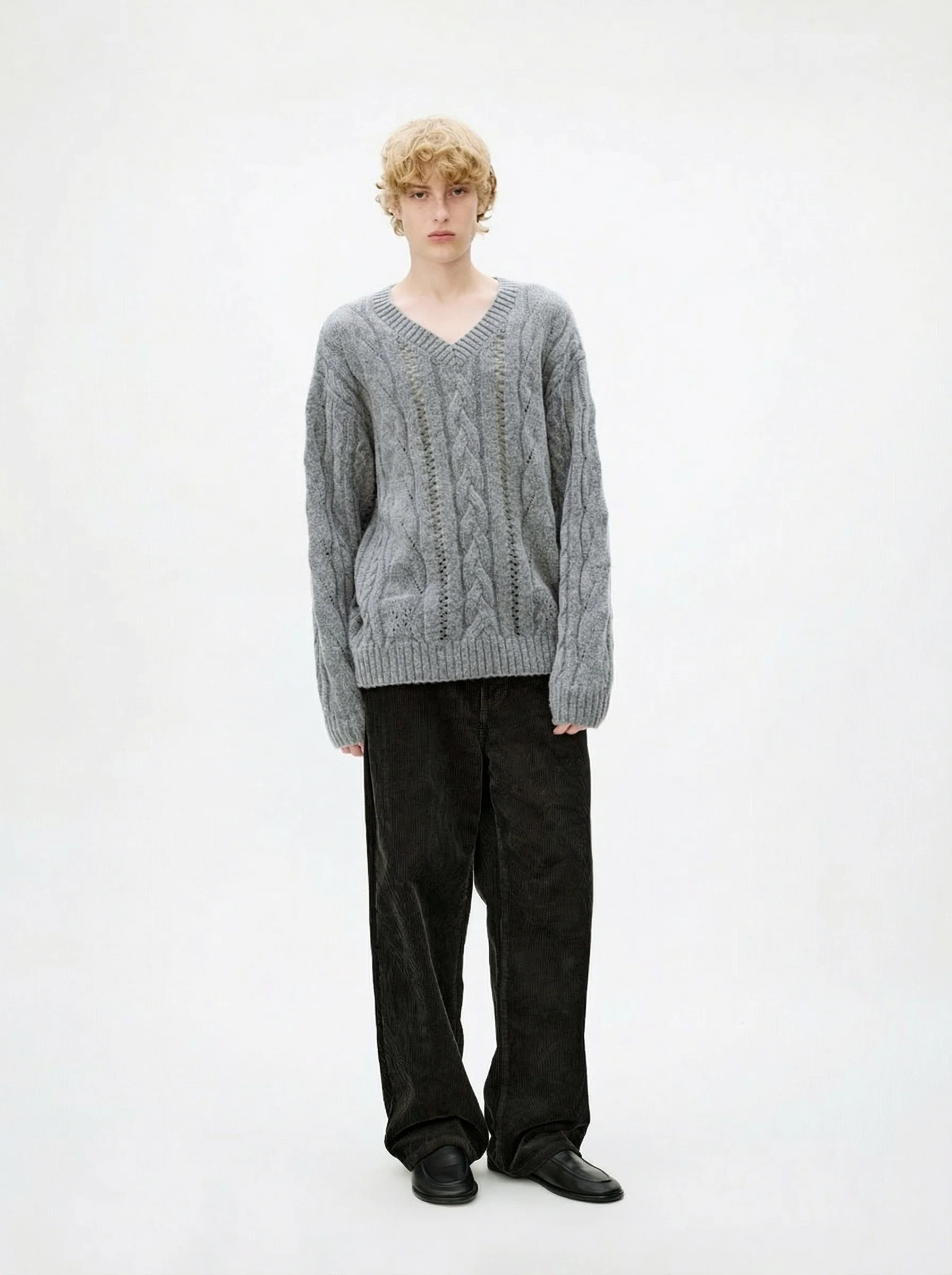 Cable V-Neck Sweater - Image 5