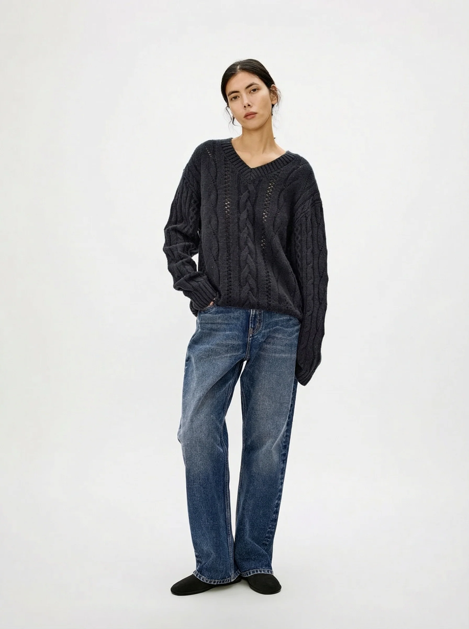 Cable V-Neck Sweater - Image 6