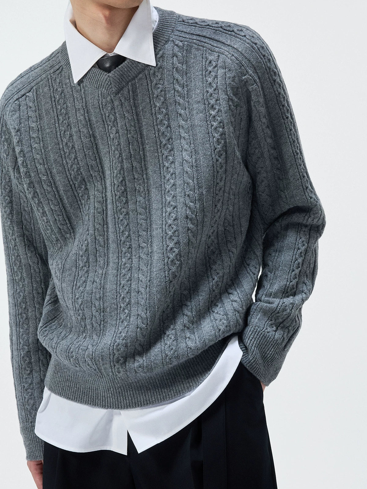 Cable V-Neck Sweater - Image 4