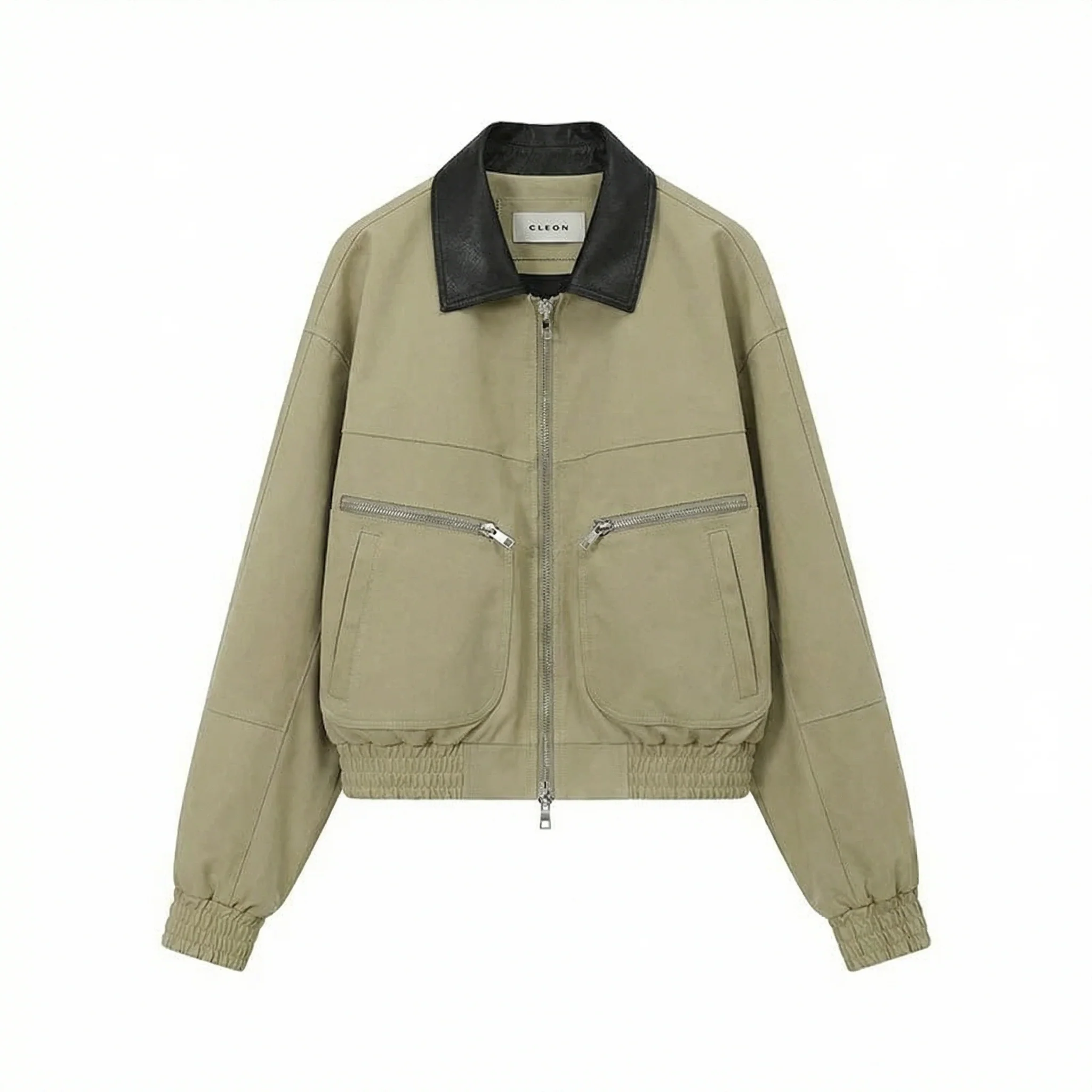 Calf Suede Contrast Collar Bomber - Image 8