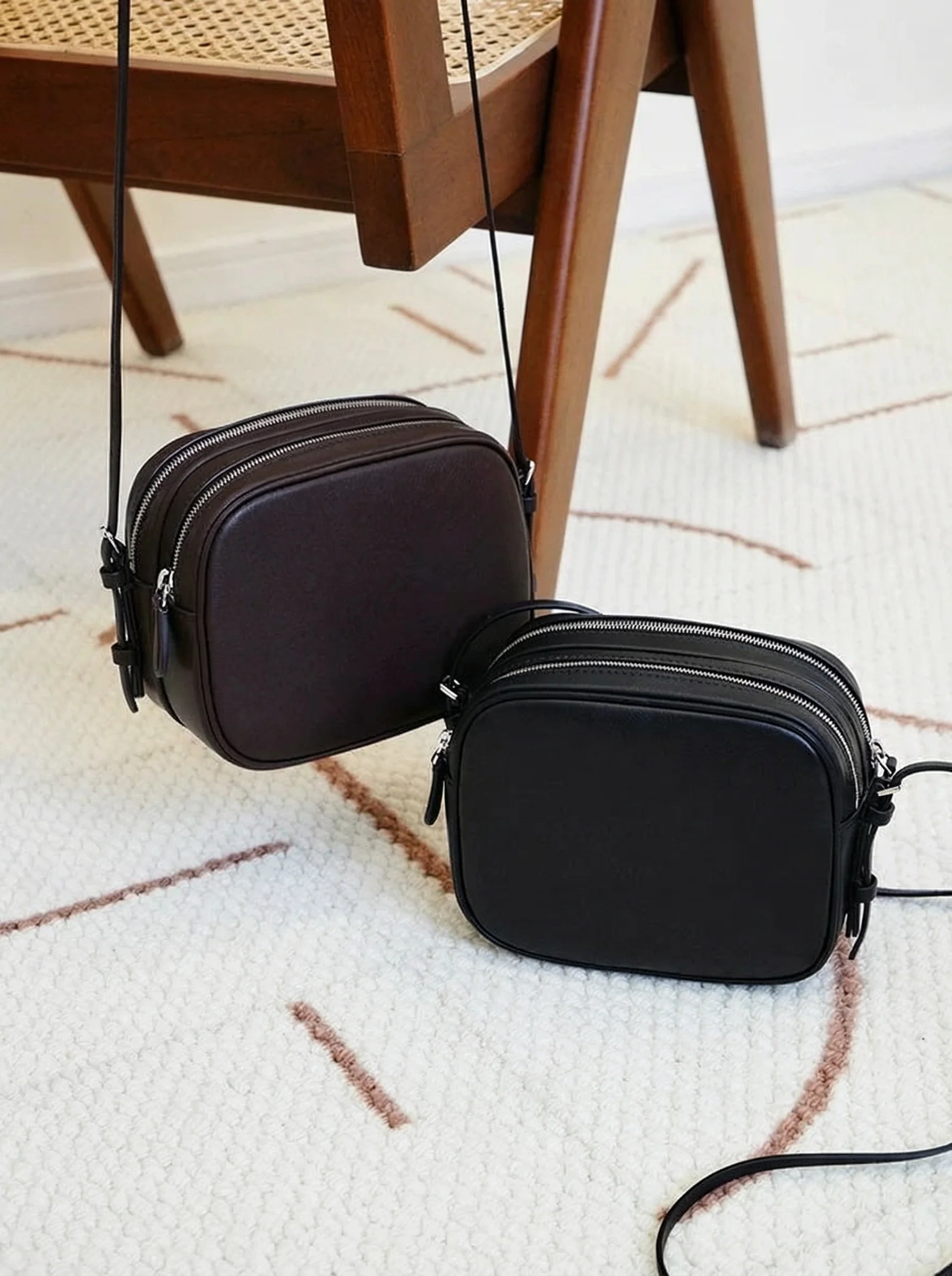 Calfskin Double Zipper Mini Crossbody Bag - Image 2