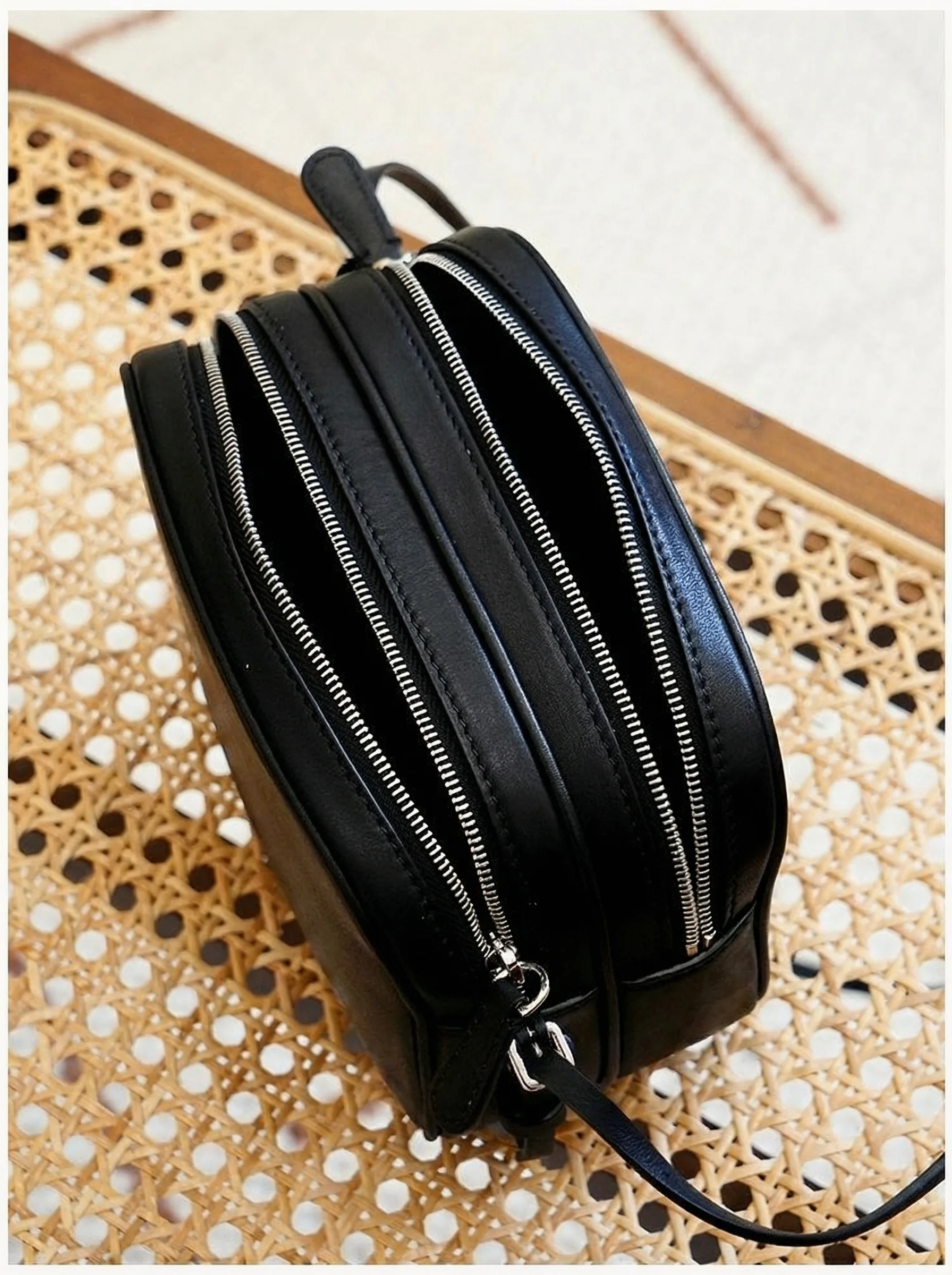 Calfskin Double Zipper Mini Crossbody Bag - Image 7
