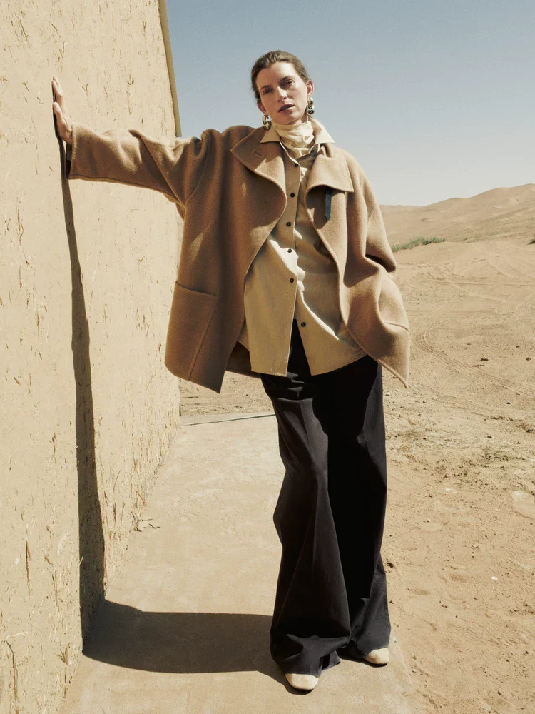 Camel Cape-Back Coat