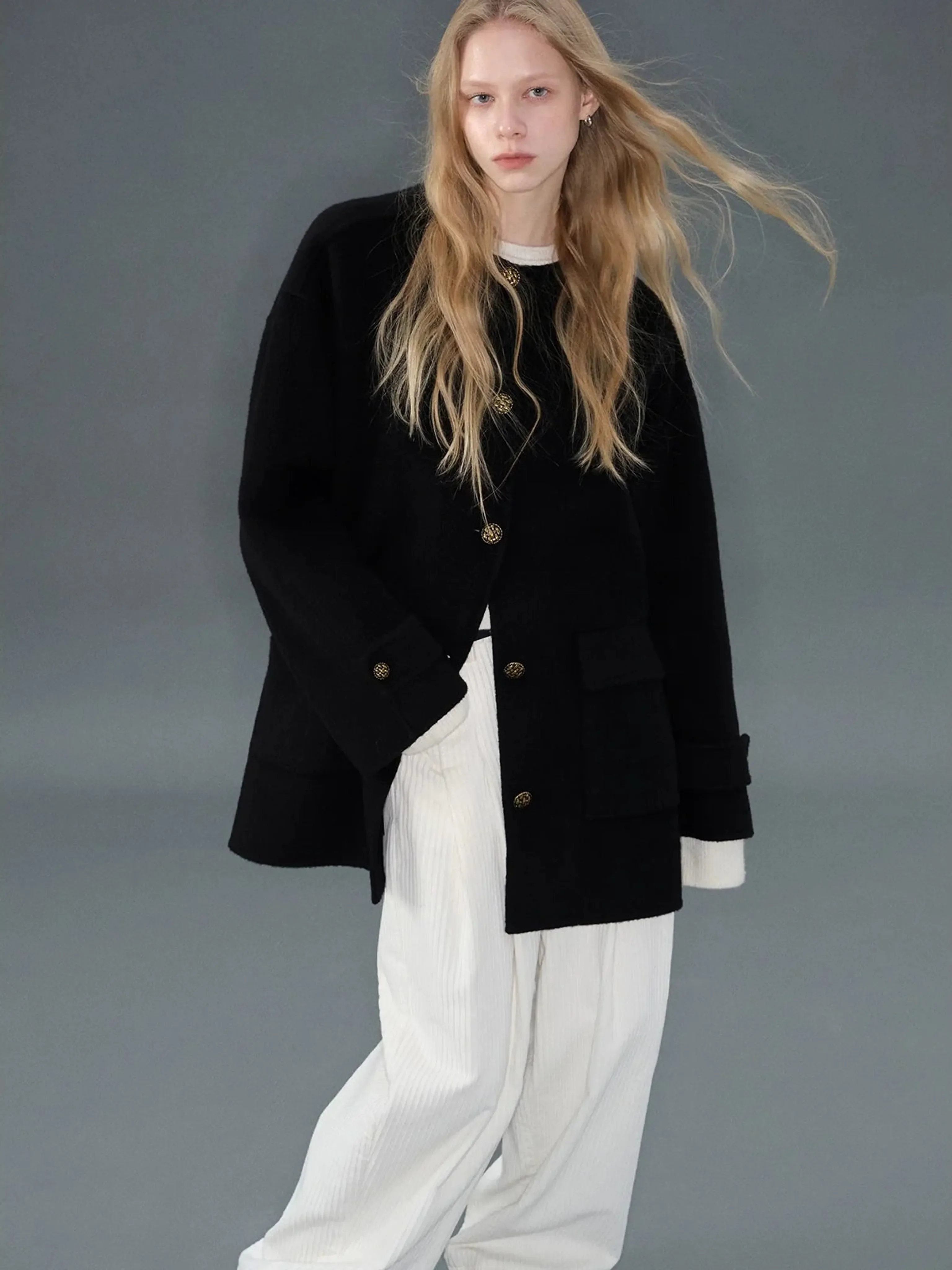 Camel Cashmere Blended Short Coat
