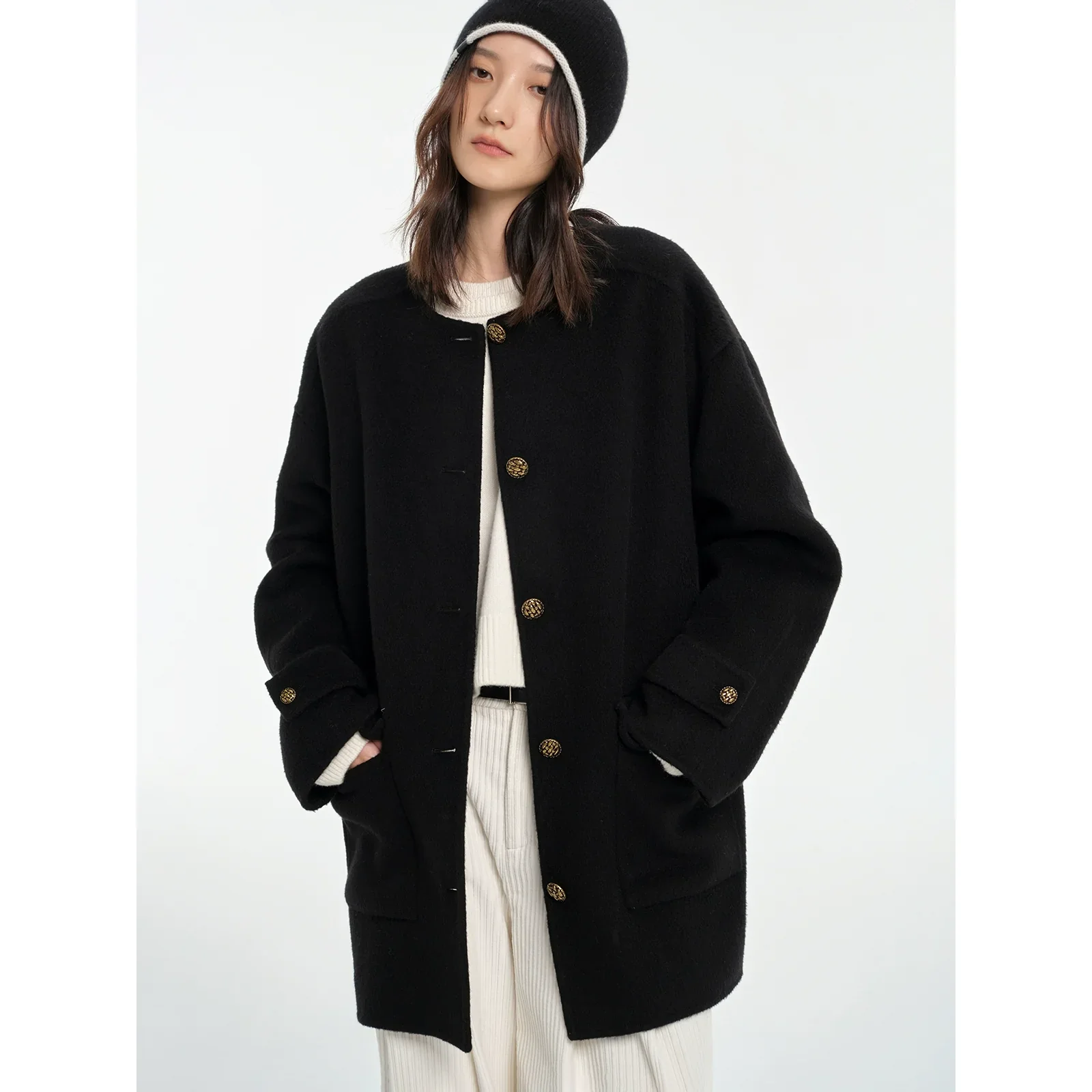 Camel Cashmere Blended Short Coat - Image 3