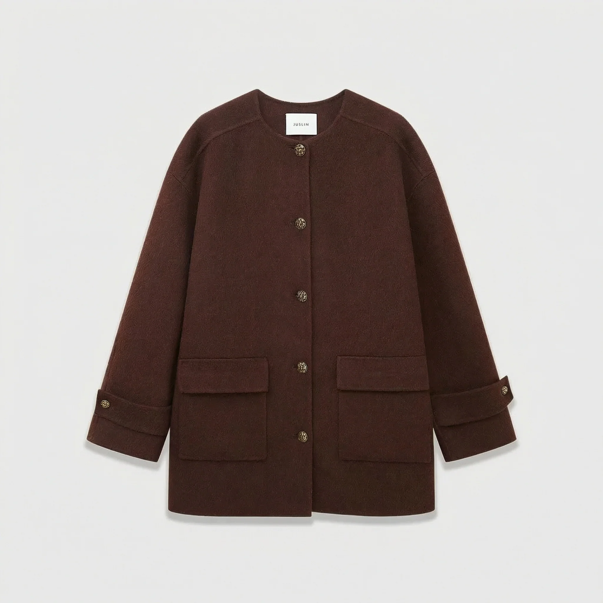 Camel Cashmere Blended Short Coat - Image 6