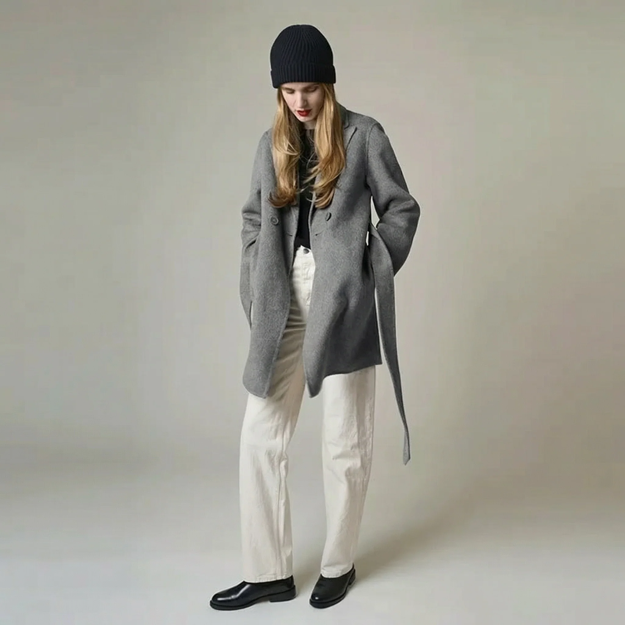 Camel Cashmere Silk Mid-Length Coat - Image 10