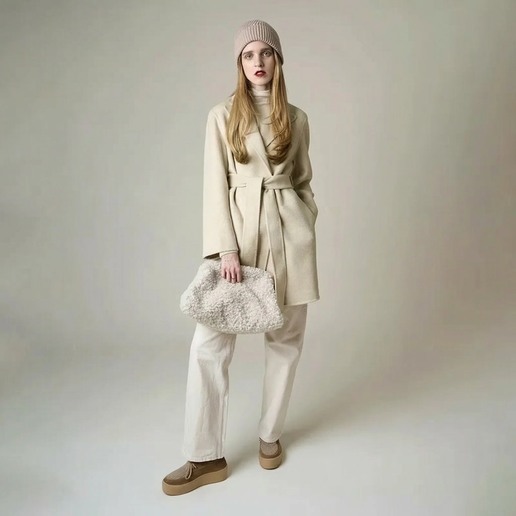 Camel Cashmere Silk Mid-Length Coat - Image 11