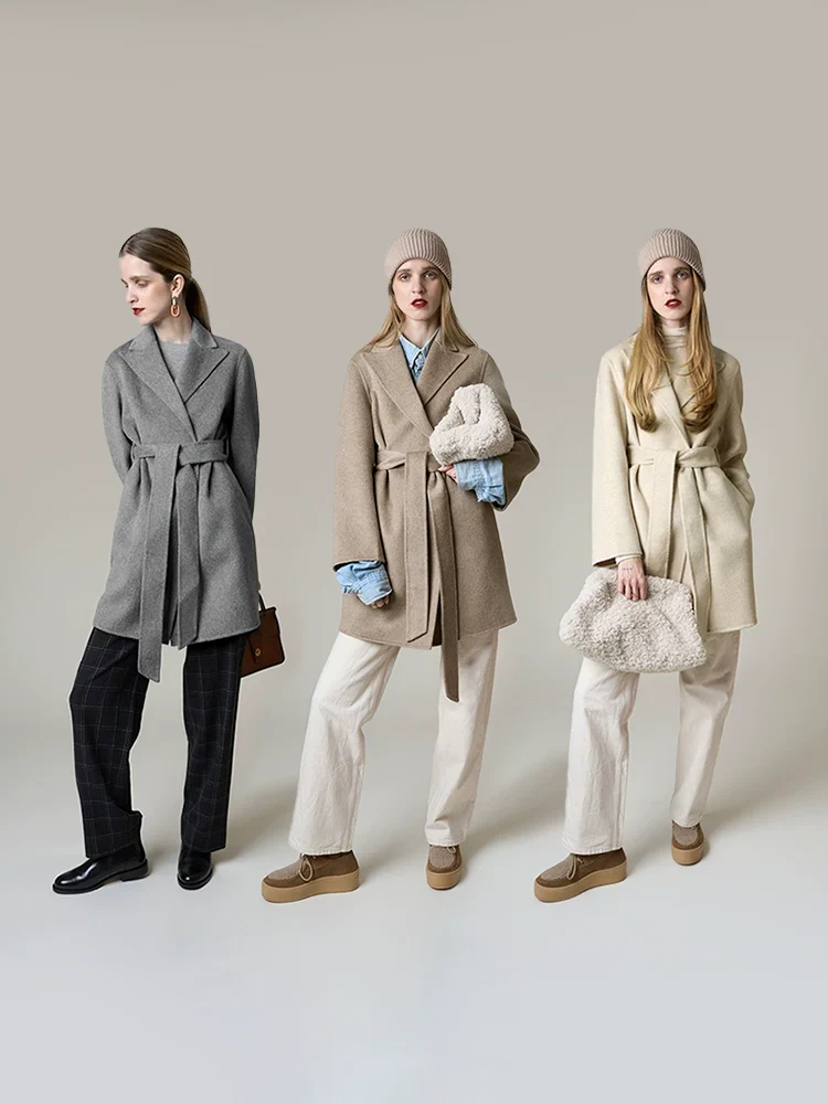 Camel Cashmere Silk Mid-Length Coat - Image 3