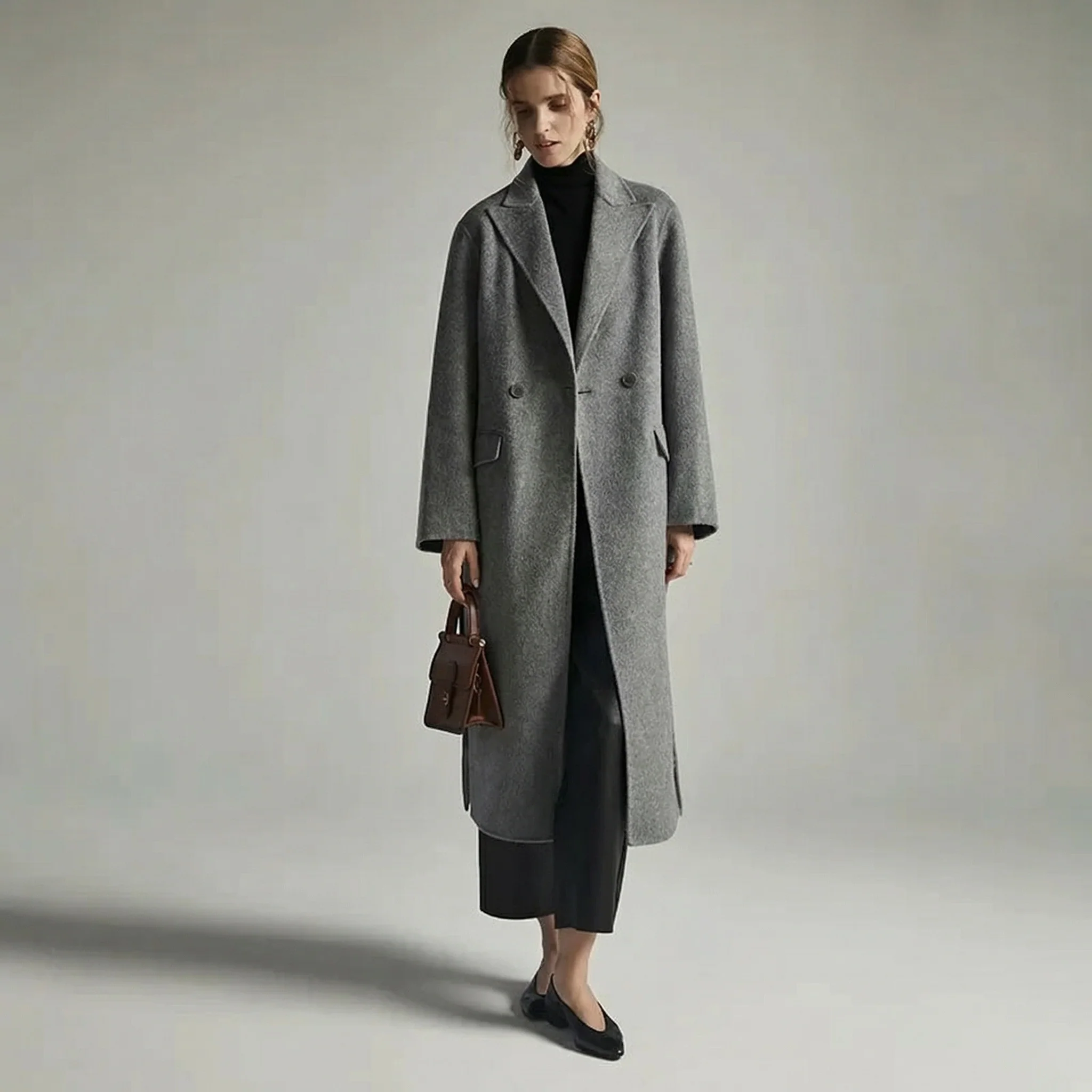 Camel Cashmere Silk Mid-Length Coat - Image 6