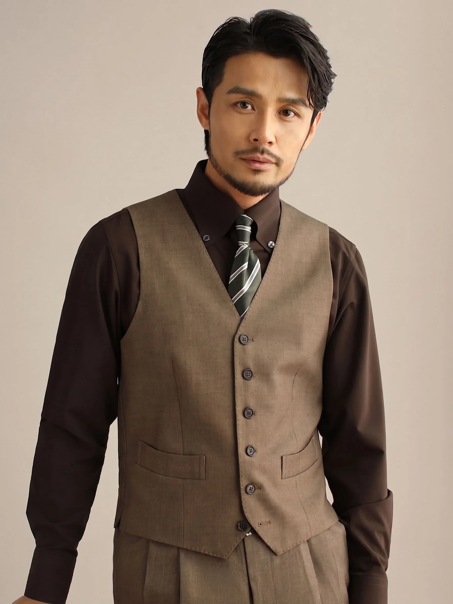 Camel Six-Button Waistcoat