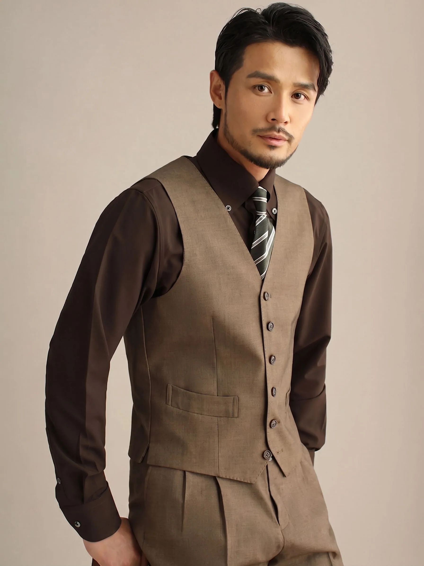 Camel Six-Button Waistcoat - Image 3