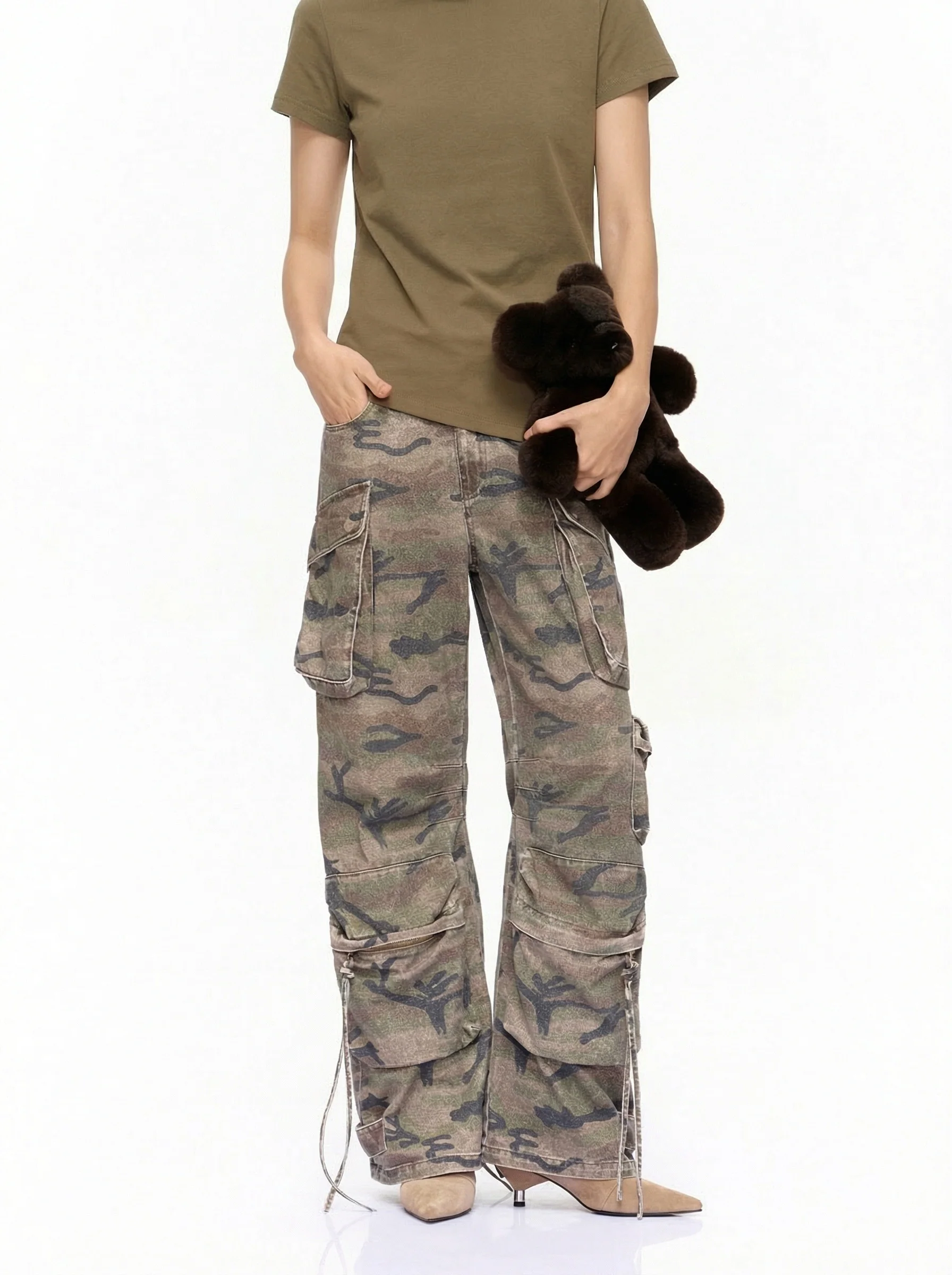 Camo Drawstring Cargo Pants