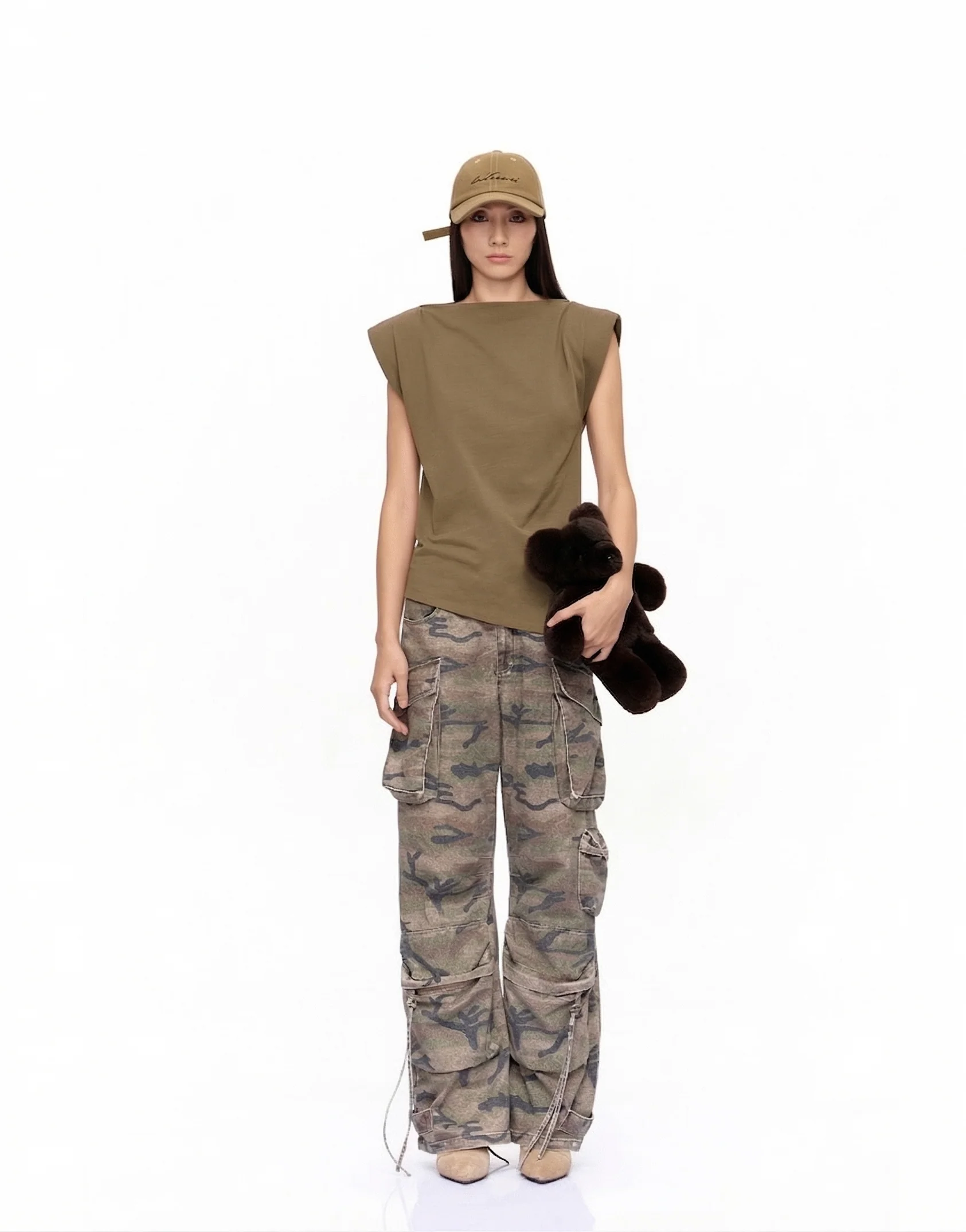 Camo Drawstring Cargo Pants - Image 5