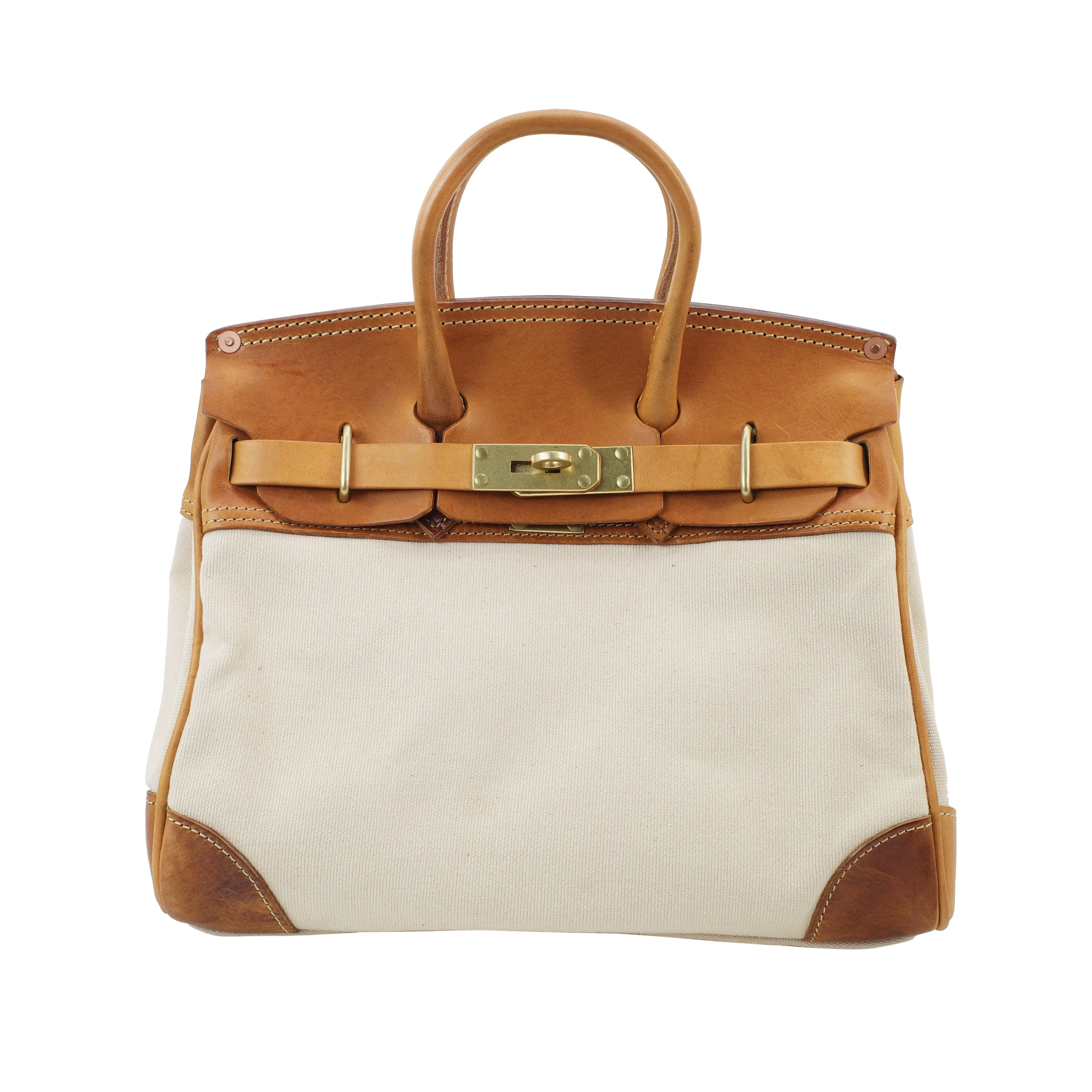 Canvas Leather Top-Handle Bag - Image 7
