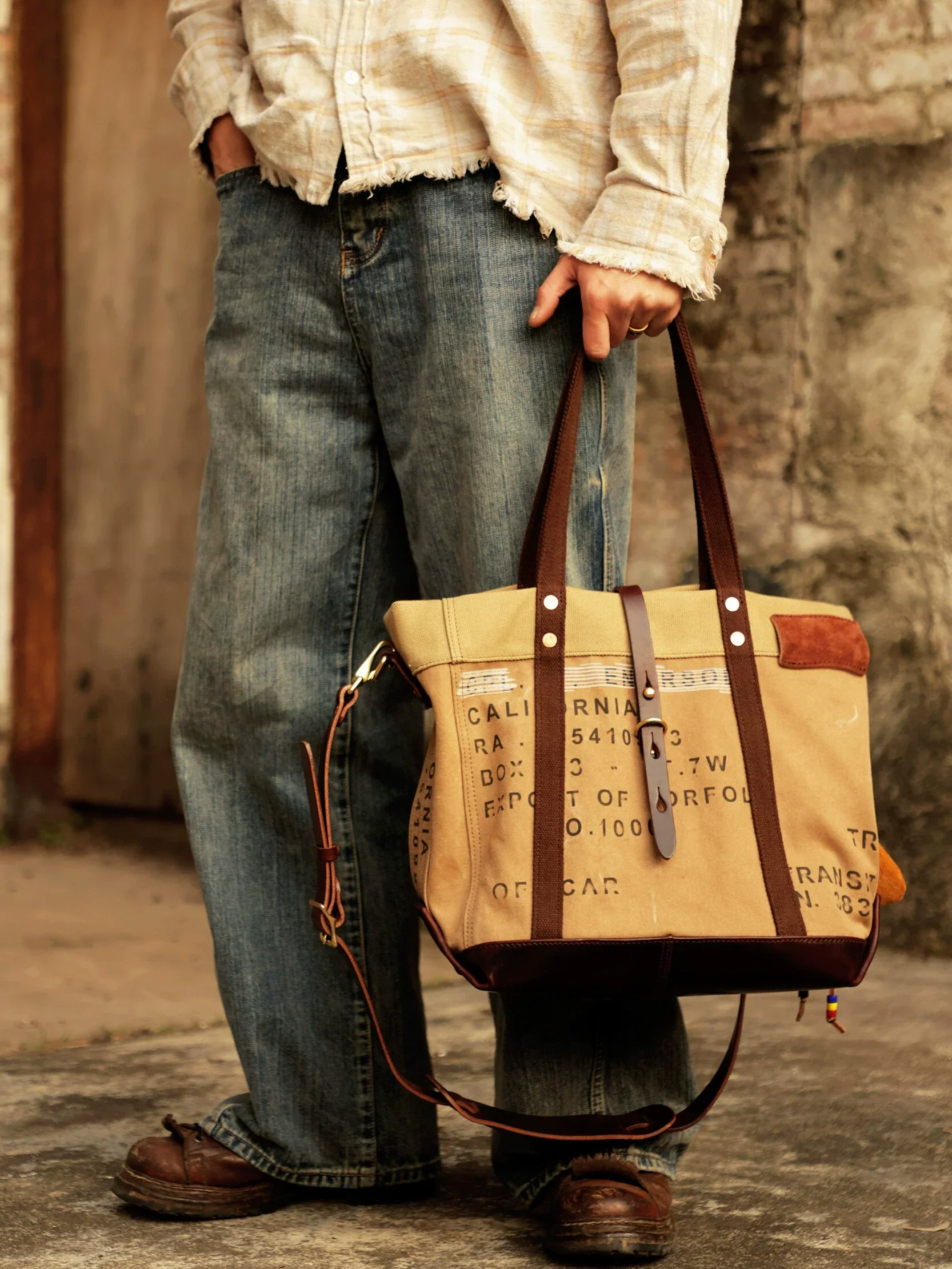Canvas Leather Utility Tote