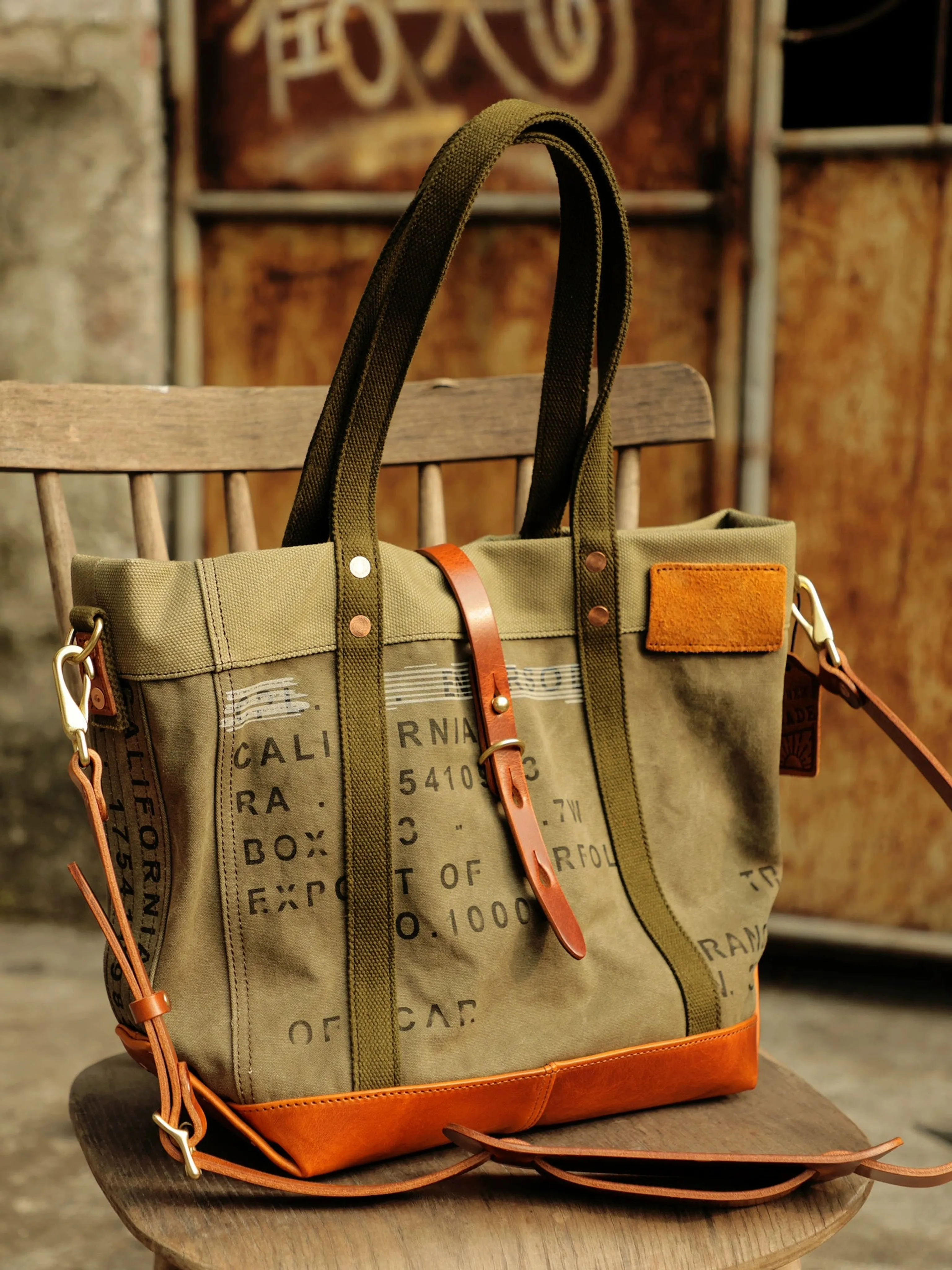 Canvas Leather Utility Tote - Image 3