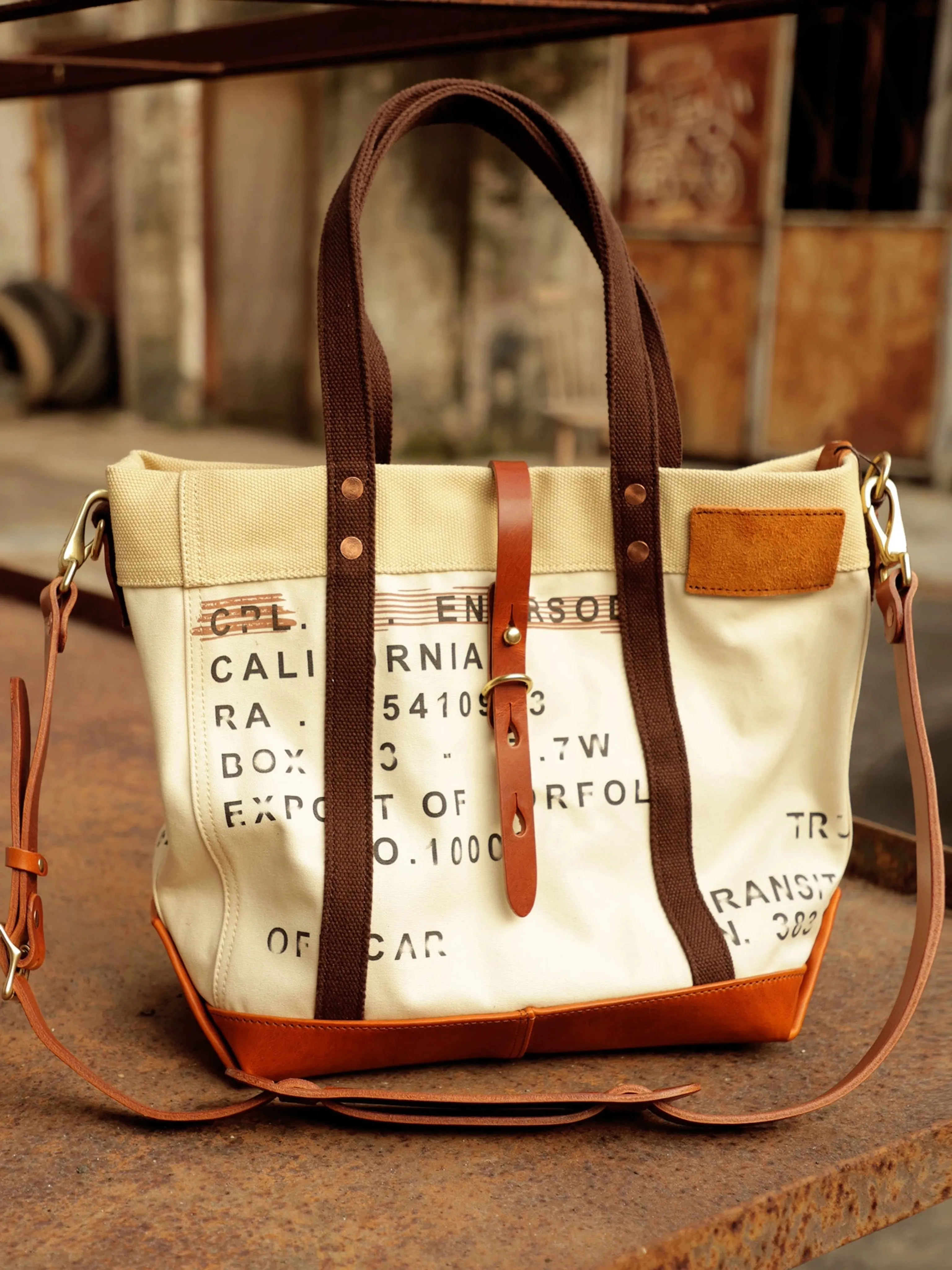 Canvas Leather Utility Tote - Image 4