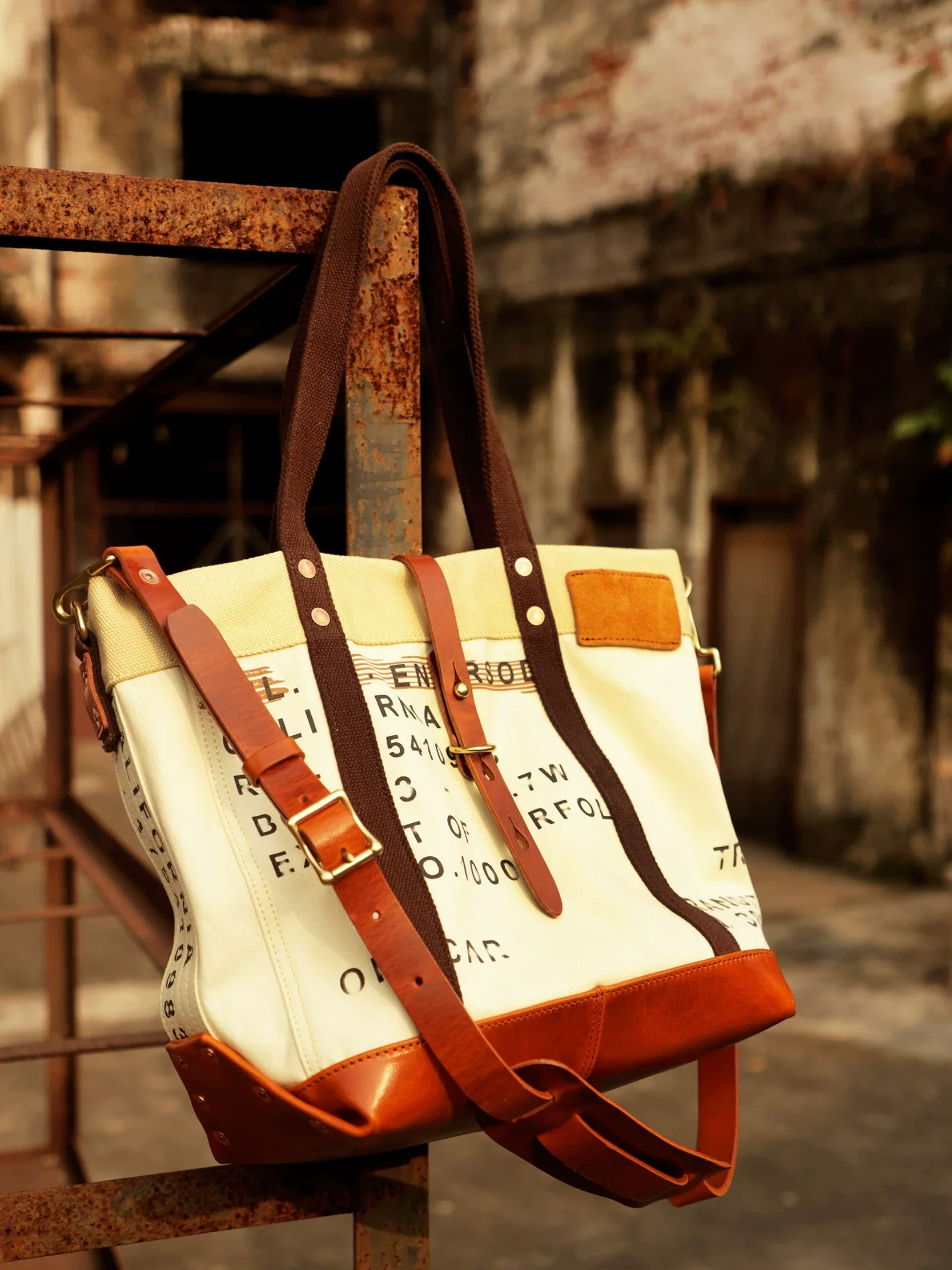 Canvas Leather Utility Tote - Image 6