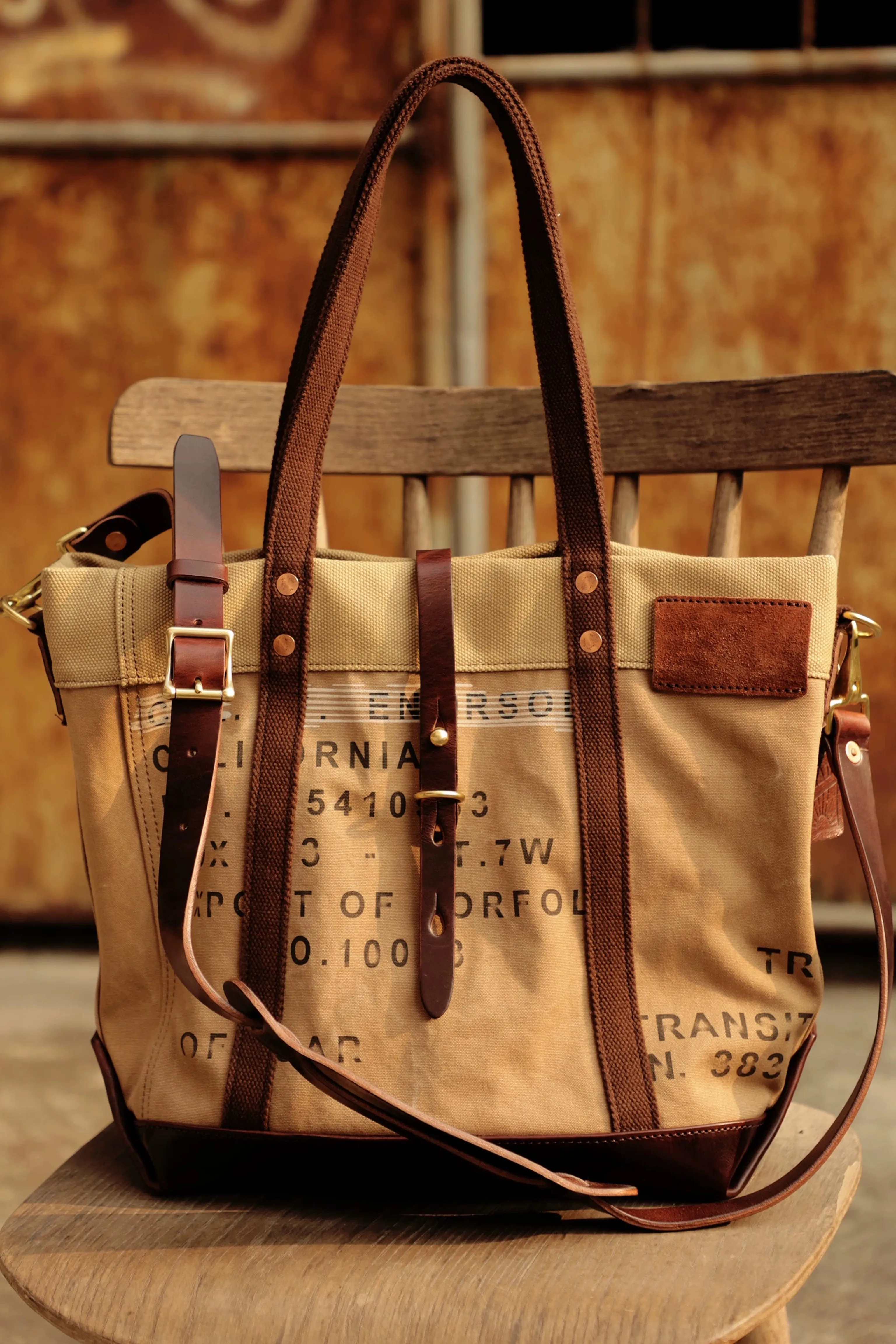 Canvas Leather Utility Tote - Image 8