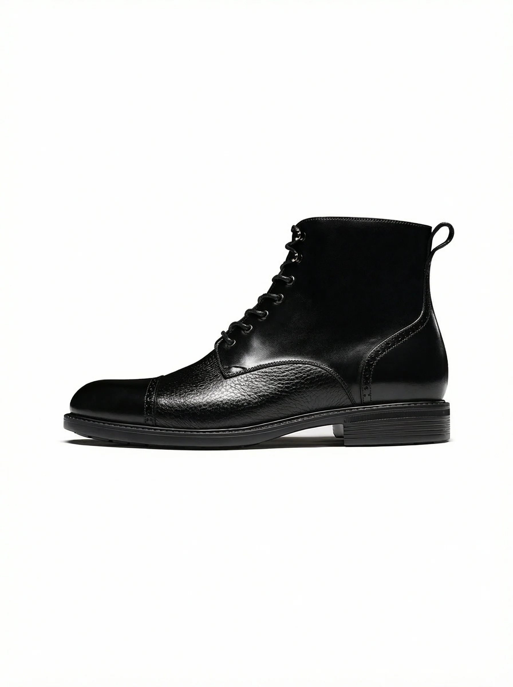 Cap-Toe Leather Ankle Boots