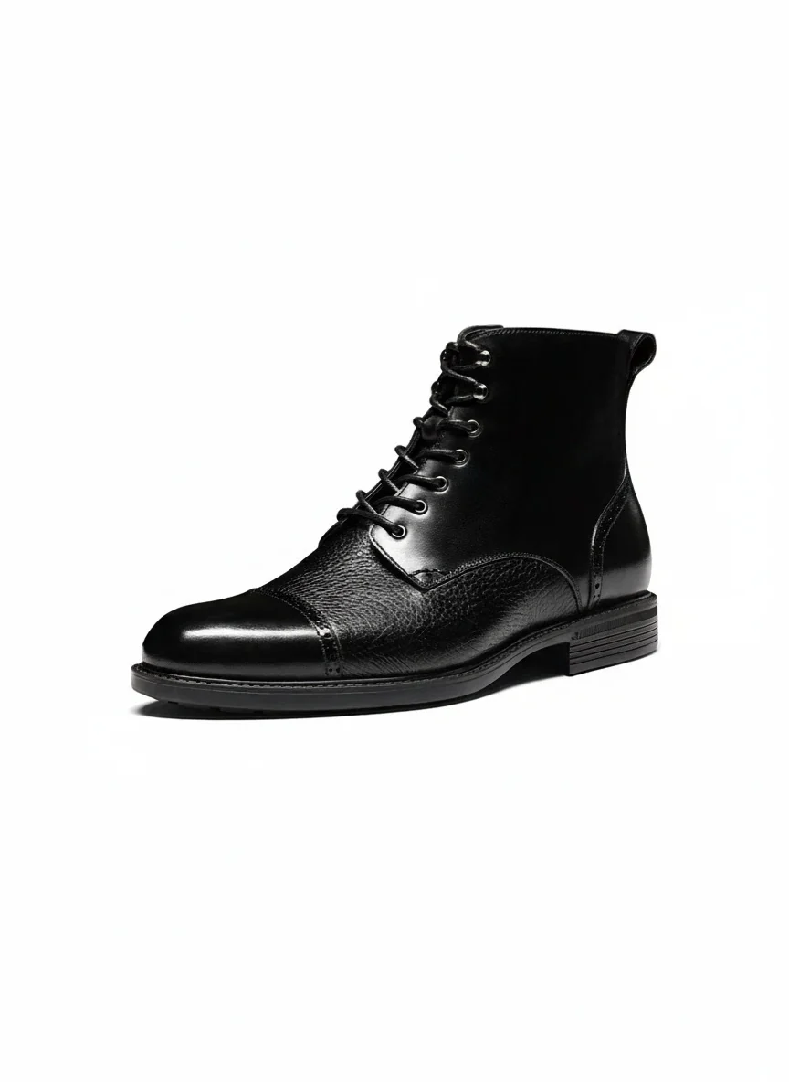 Cap-Toe Leather Ankle Boots - Image 2