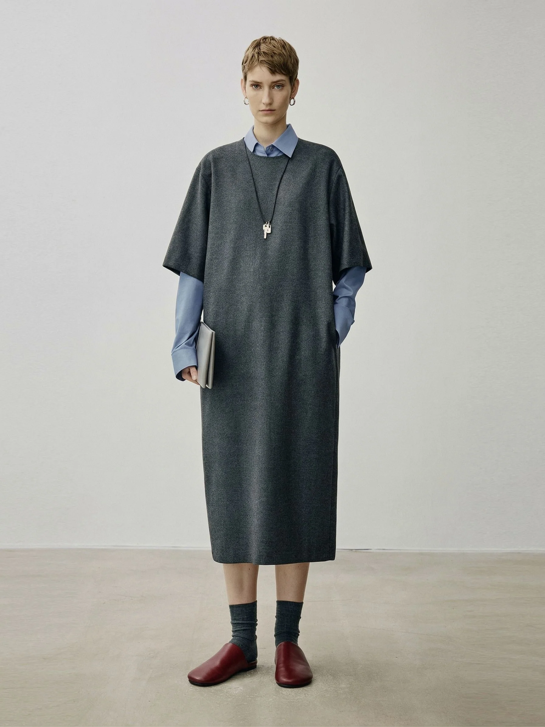 Cape-Sleeve Midi Dress